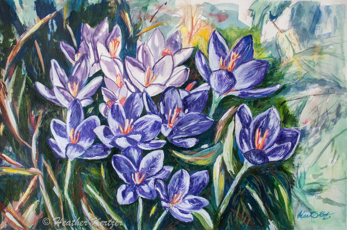 Hello Spring - 14" x 19" Framed Watercolour - $350
