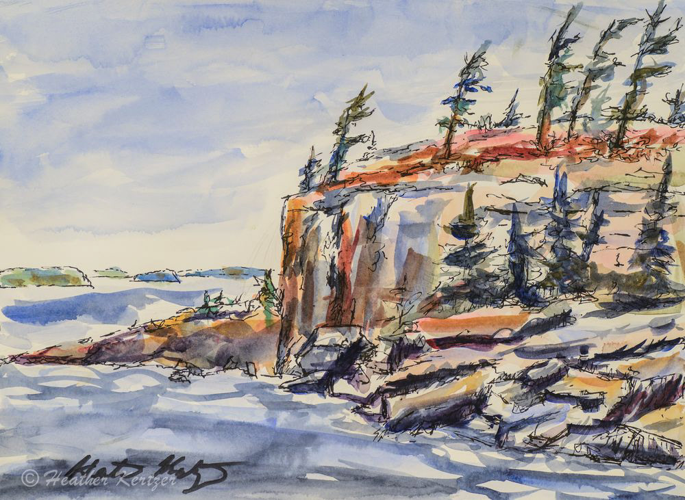 North Wind - 10.5" x 14" Watercolour & Ink - $180