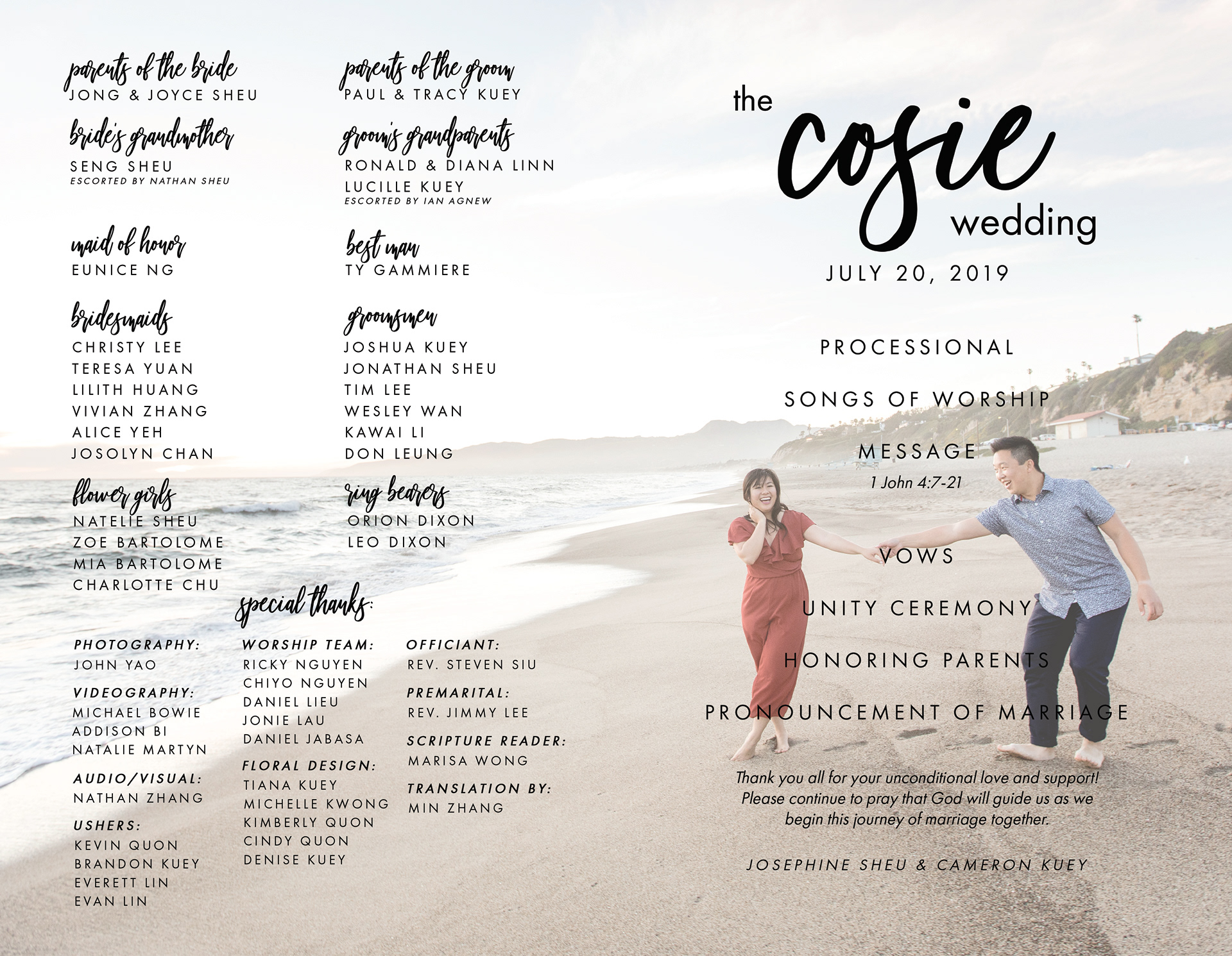 This is a bi-fold design for a wedding program