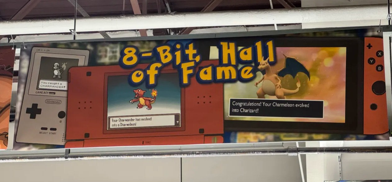 Banner hung in 8-Bit Hall of Fame store