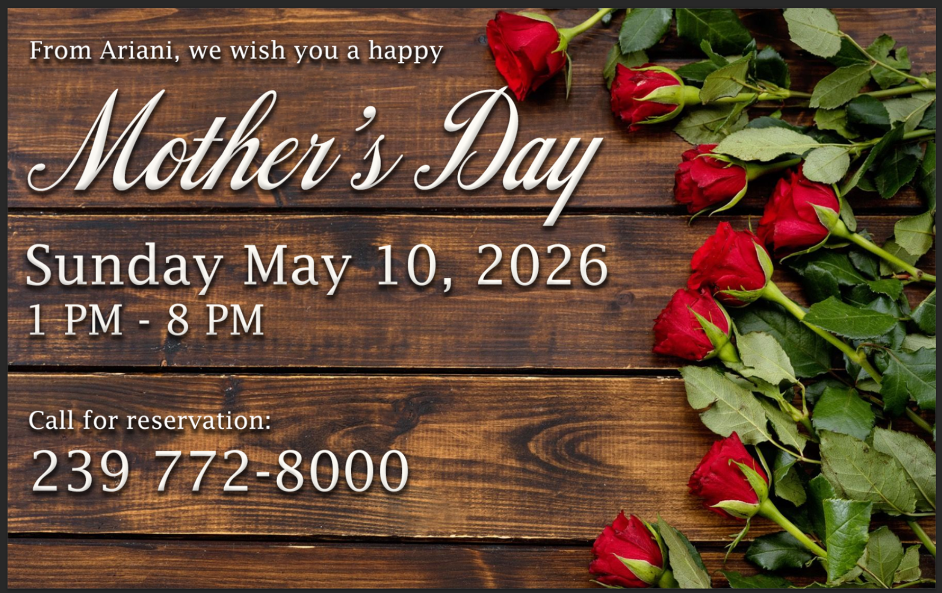 Graphic made for Mother's Day celebration for Ariani