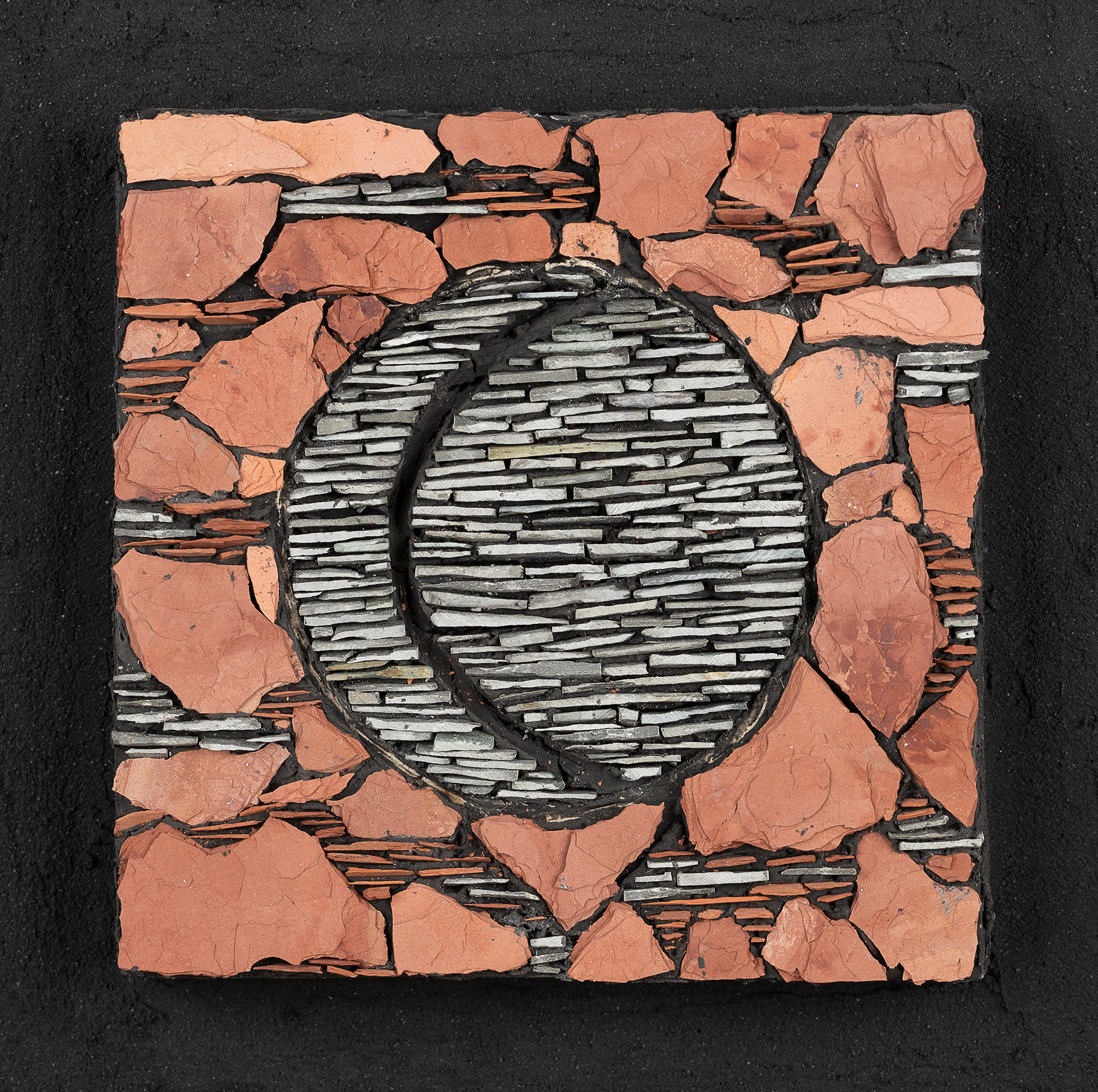 2022.Slate Class, #1 Materials: Scottish slate & schist 7”x7” mounted $300
