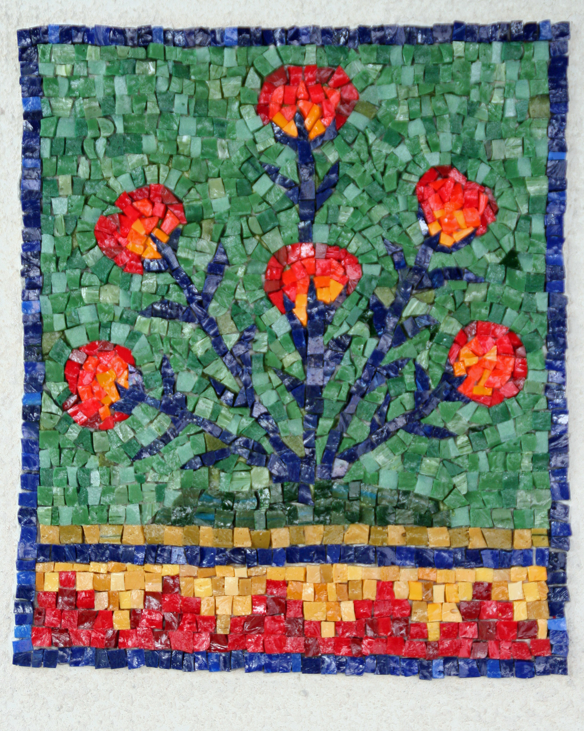 2008. Ravenna Flowers. Mounted. 16 1/4" x 14 1/2". Sold.