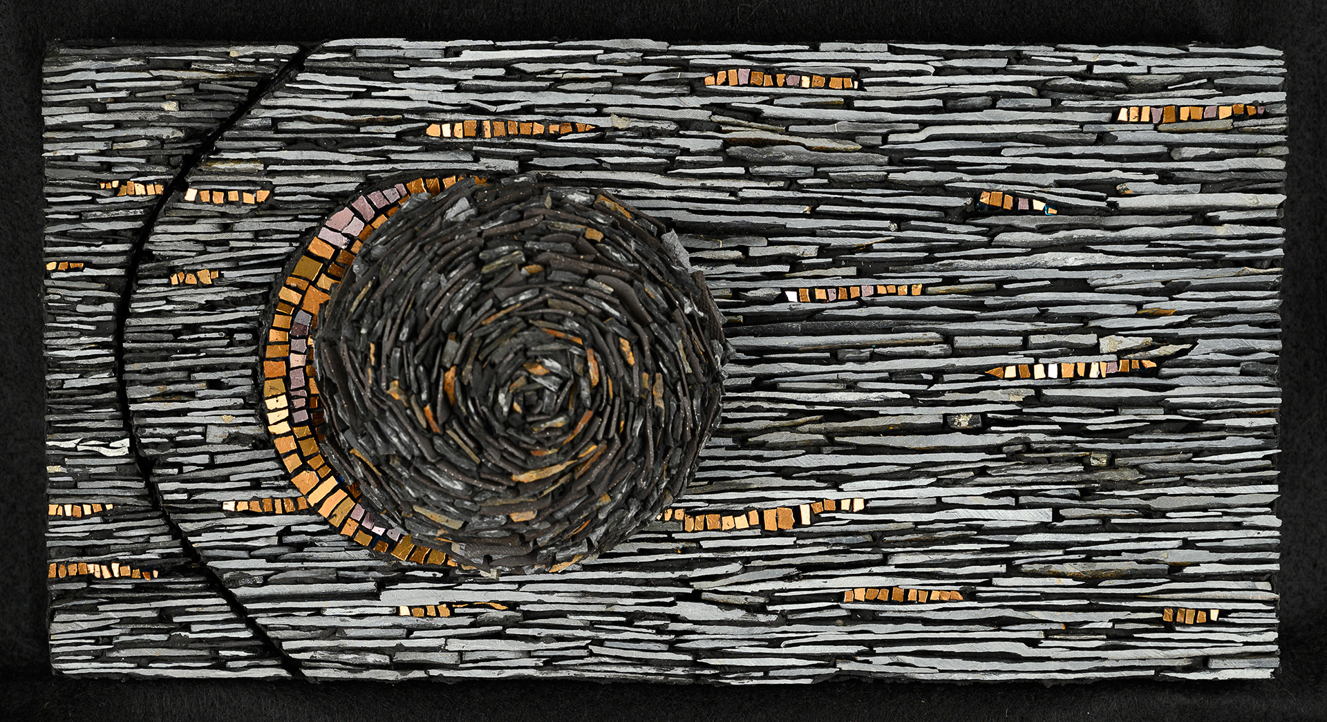 2019:  Slate 1: Eclipse. [Raised Orb] 8.25” H x 14” W x 3”H  sold