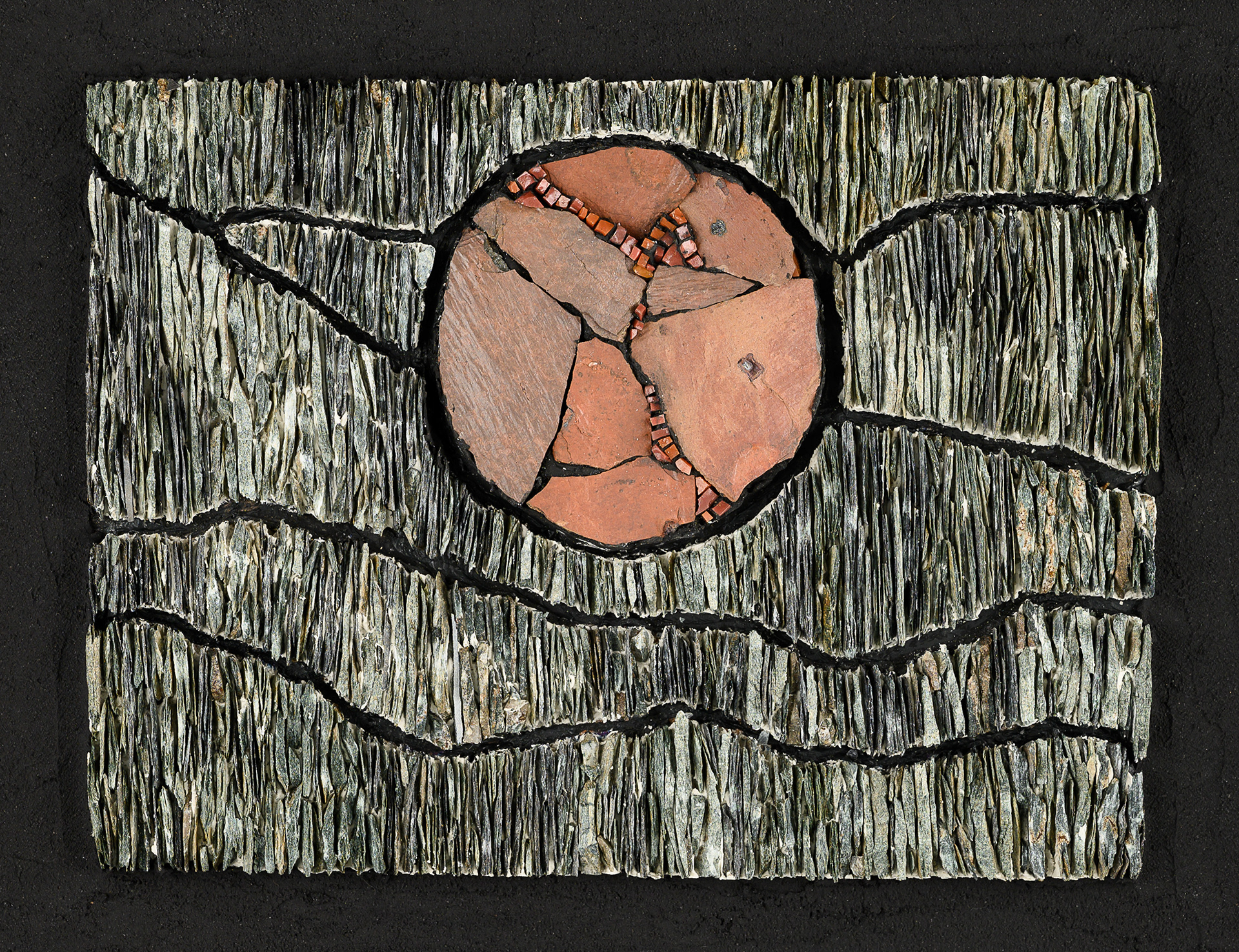 2019: Slate 2: Red Moon 8”H x 10”W mounted Price: $ 250. sold