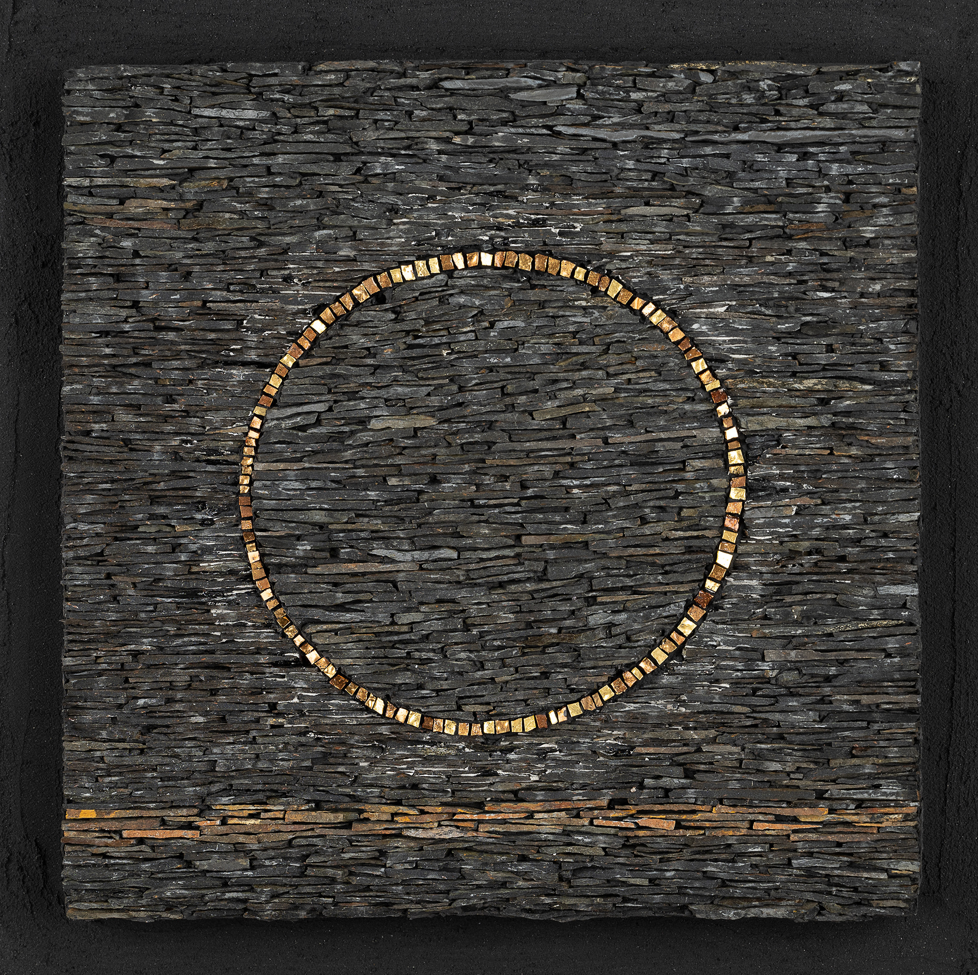2022.Slate Class #4 Gold Circle 11.25” x 11.25” mounted $550