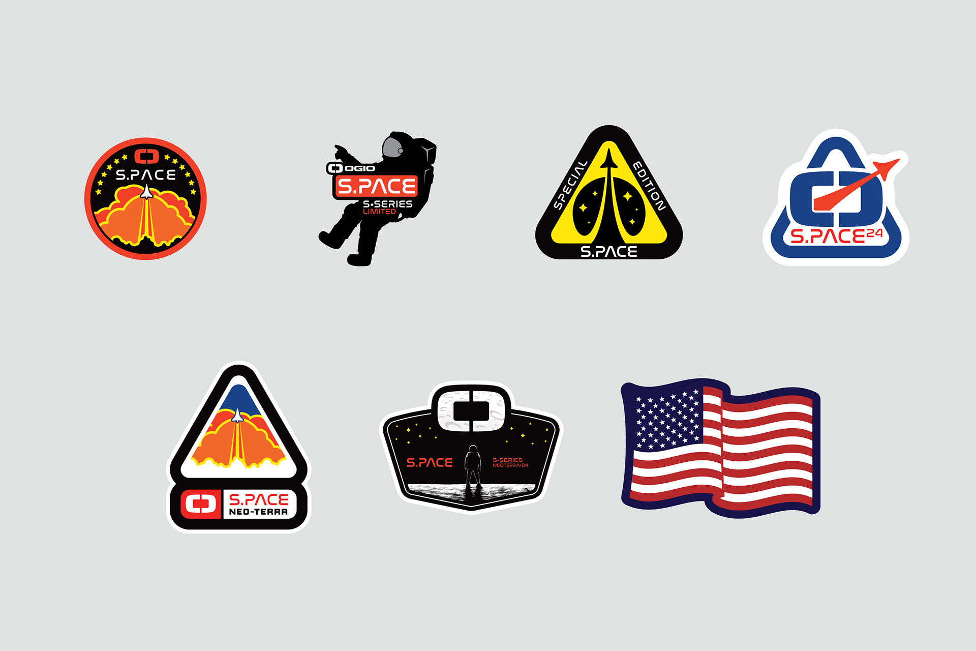OGIO S.PACE Neo-Terra campaign embroidered patch designs