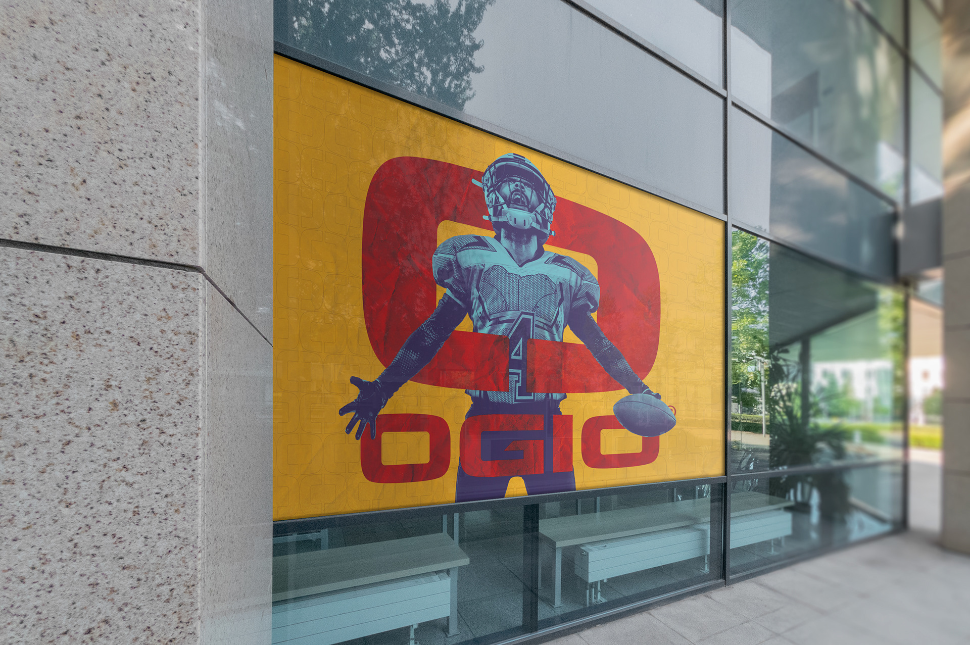 Window display graphic with duotone campaign design