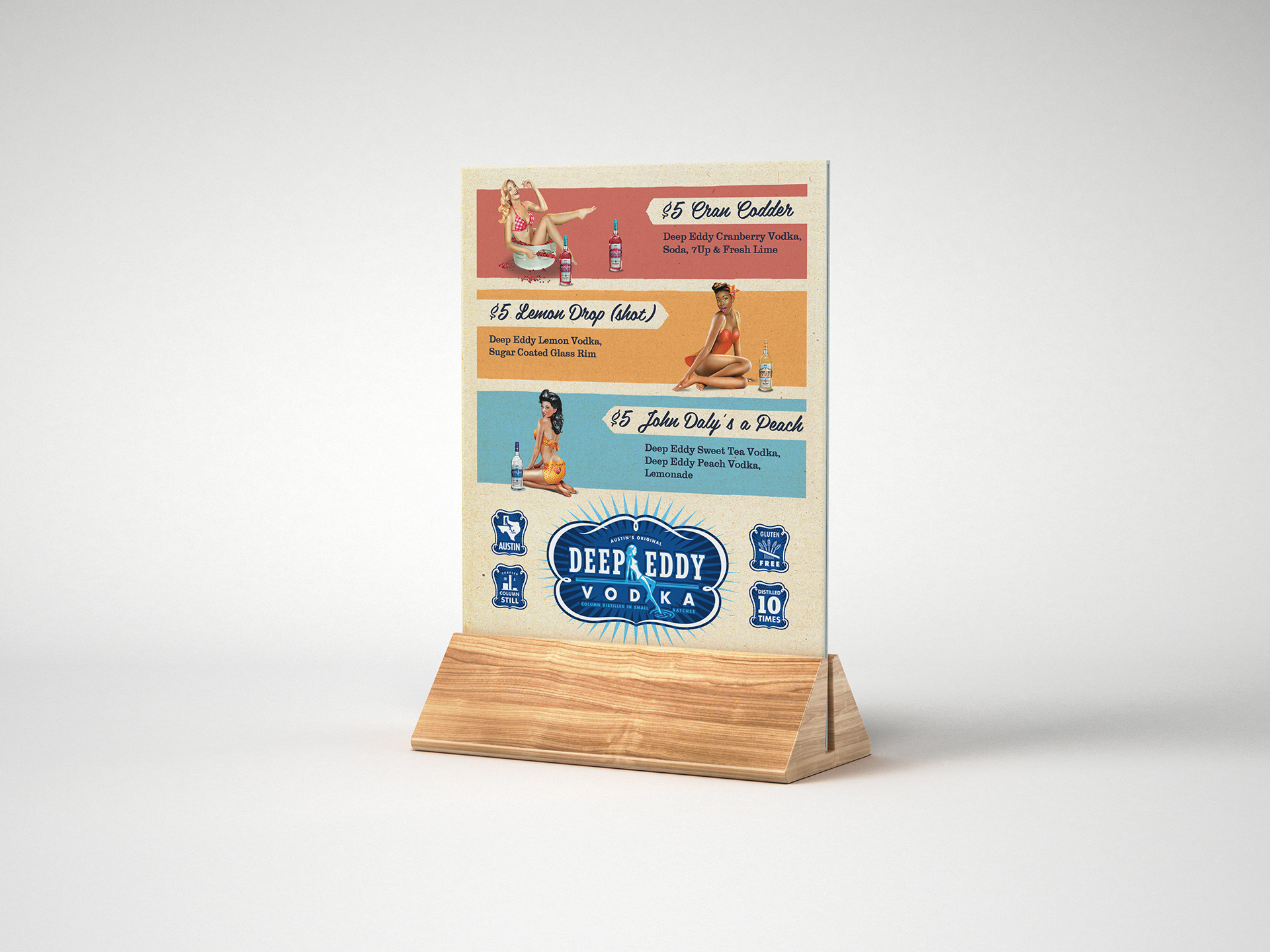 Deep Eddy Vodka tabletop menu