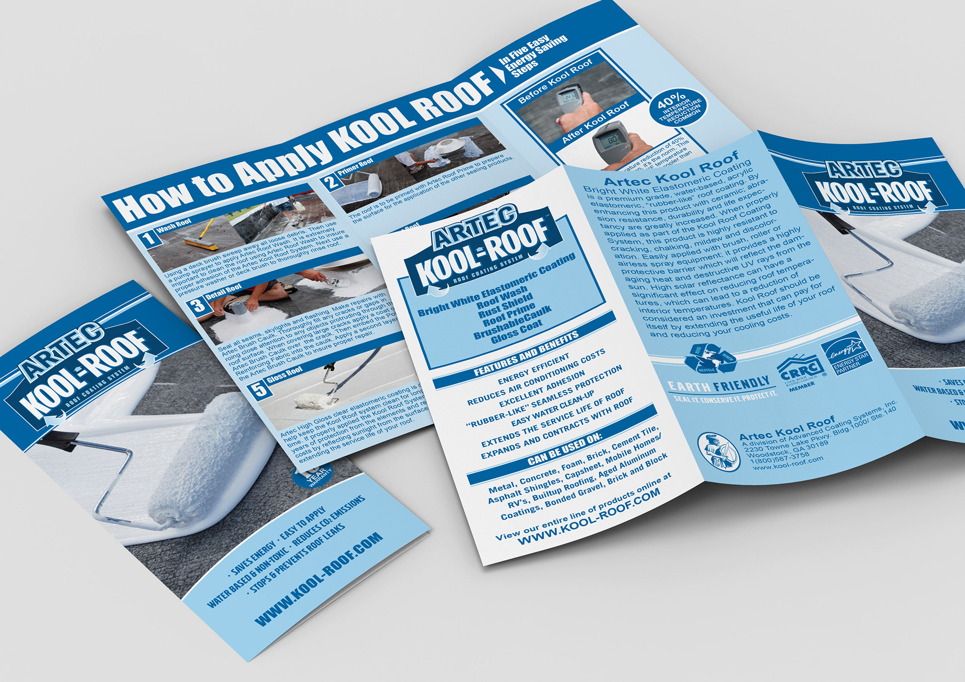 ARTEC KOOL ROOF - tri-fold brochure design