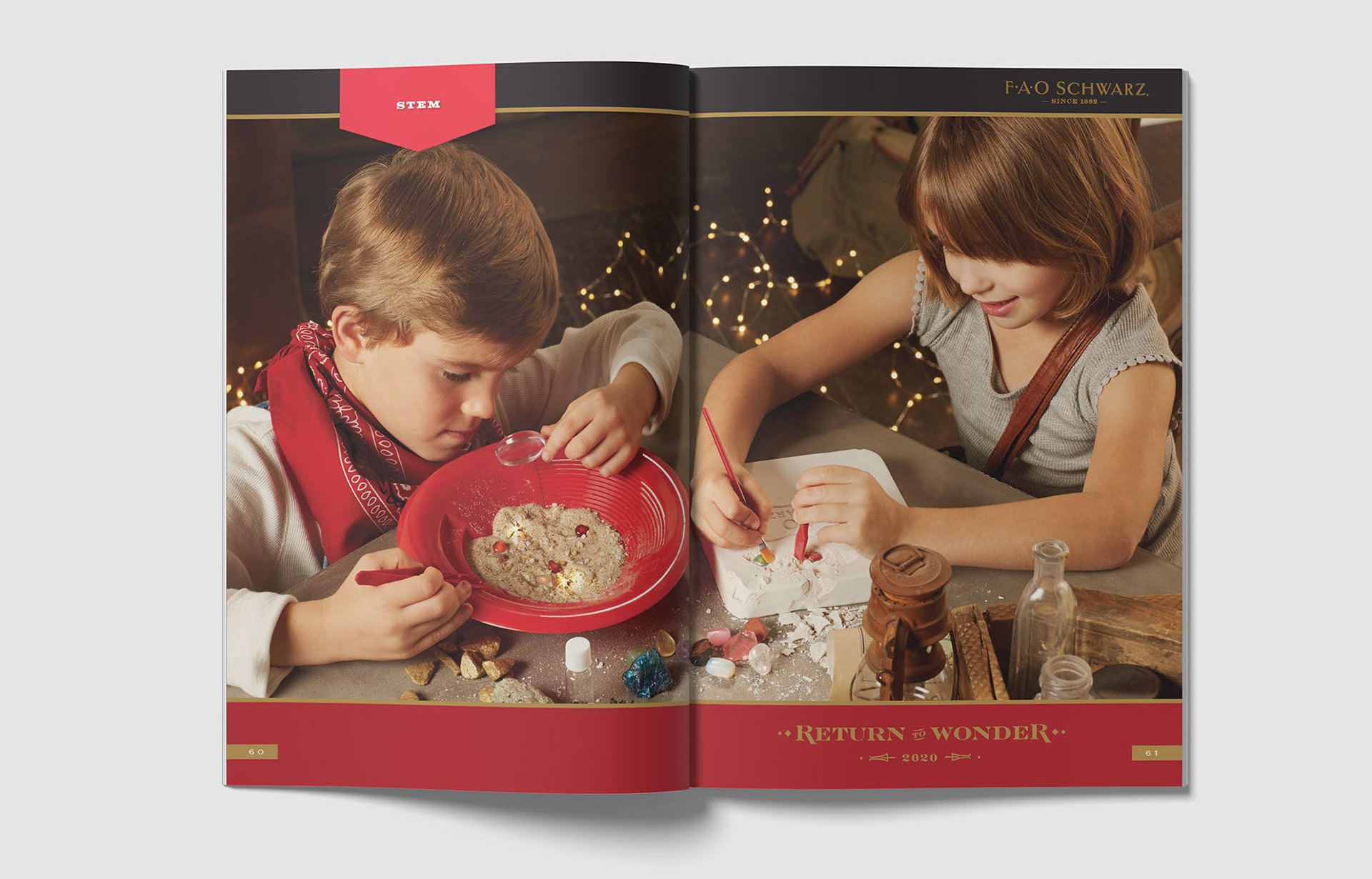 Product Category separator spread features children using product