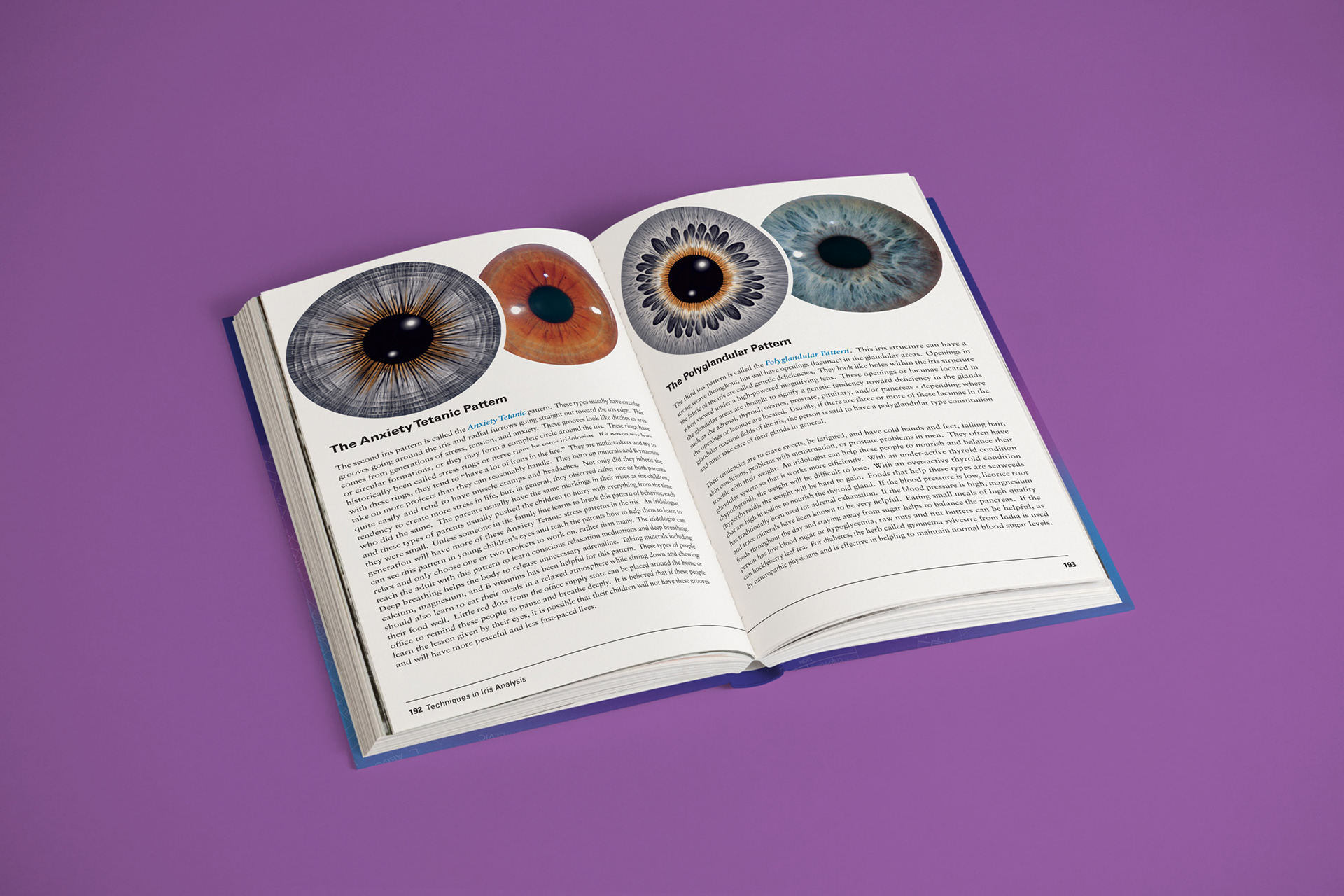 Page layout design for iridology textbook