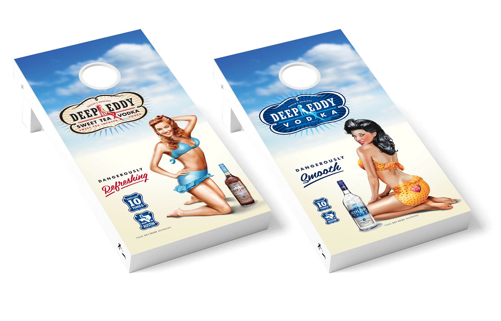 Deep Eddy Vodka corn hole game graphics