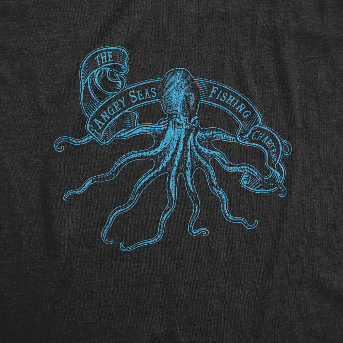 Custom octopus illustration and typography for fishing t-shirt graphic