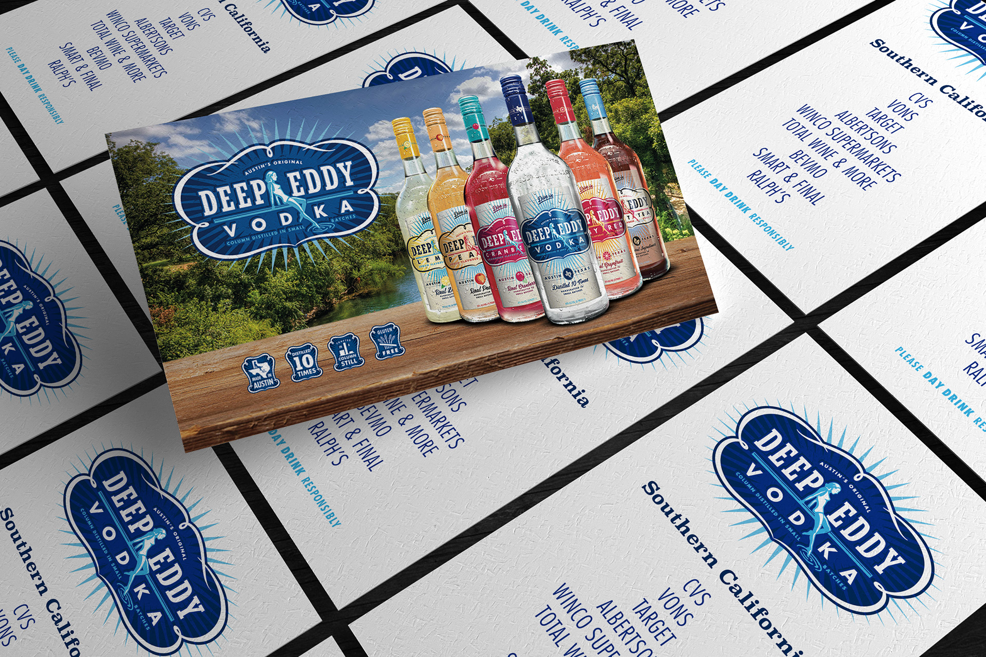 Deep Eddy Vodka business cards for West Coast expansion