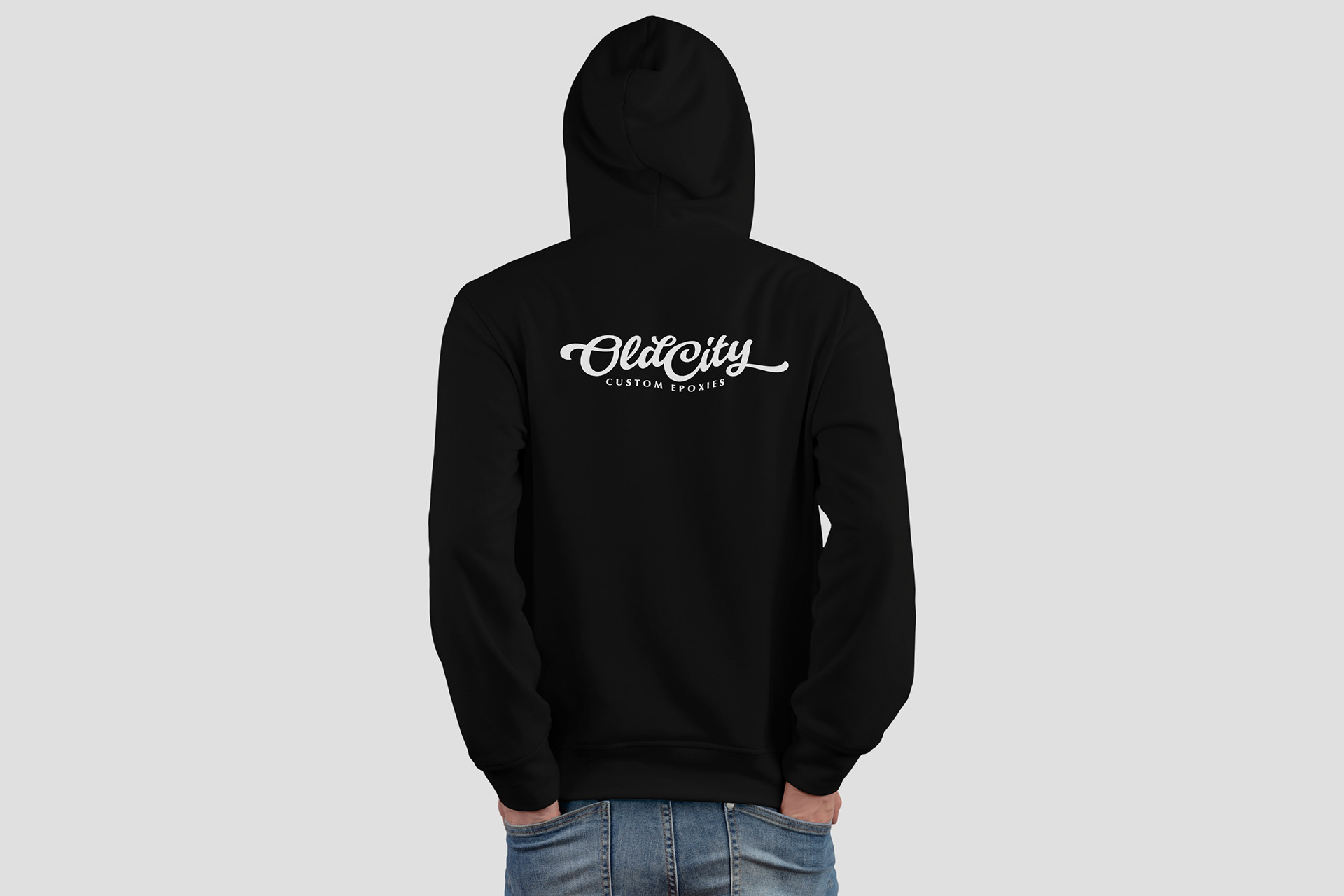 Old City Custom Epoxies logo design on hoodie
