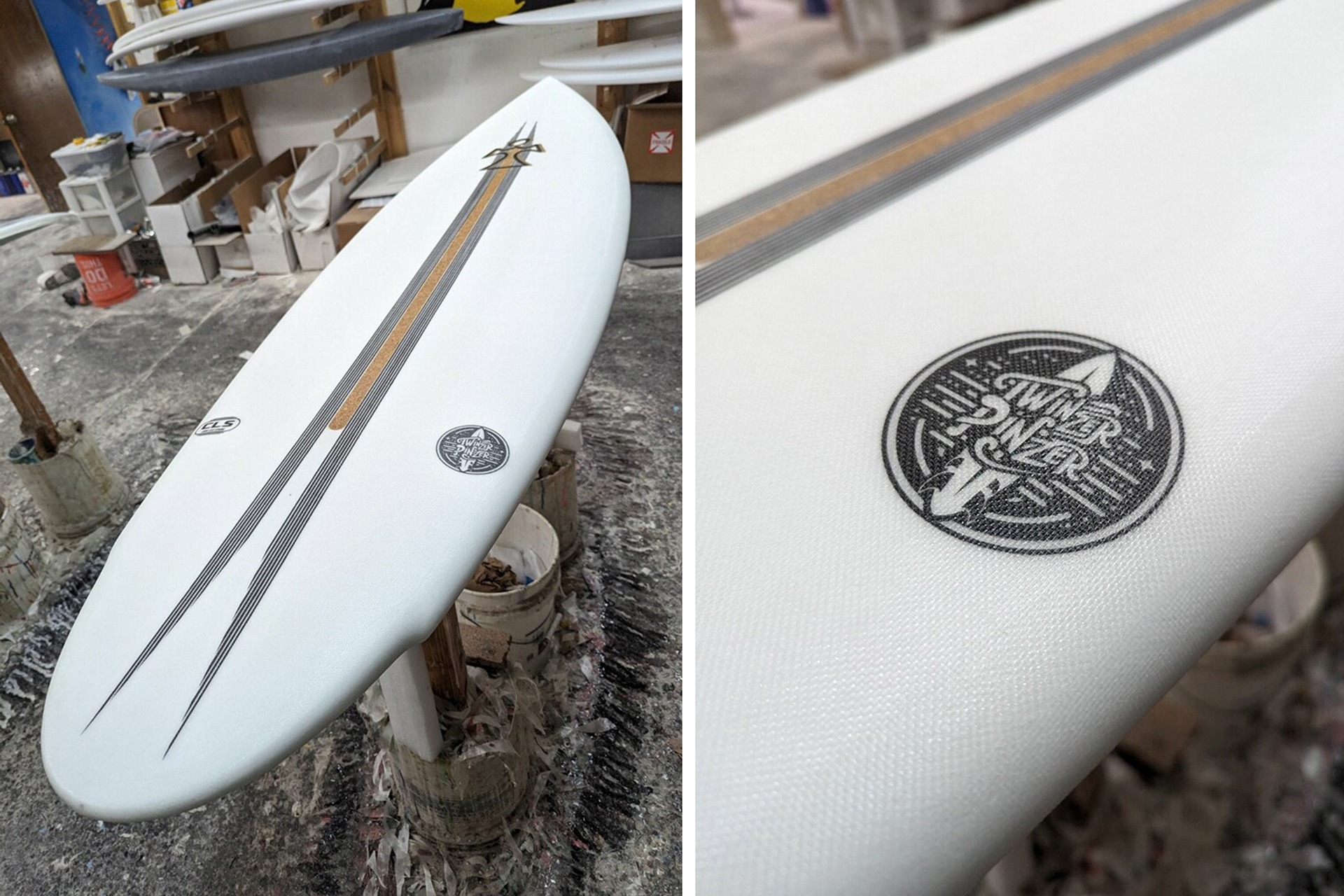 Logo design for "Twinzer Pinzer" surfboard model