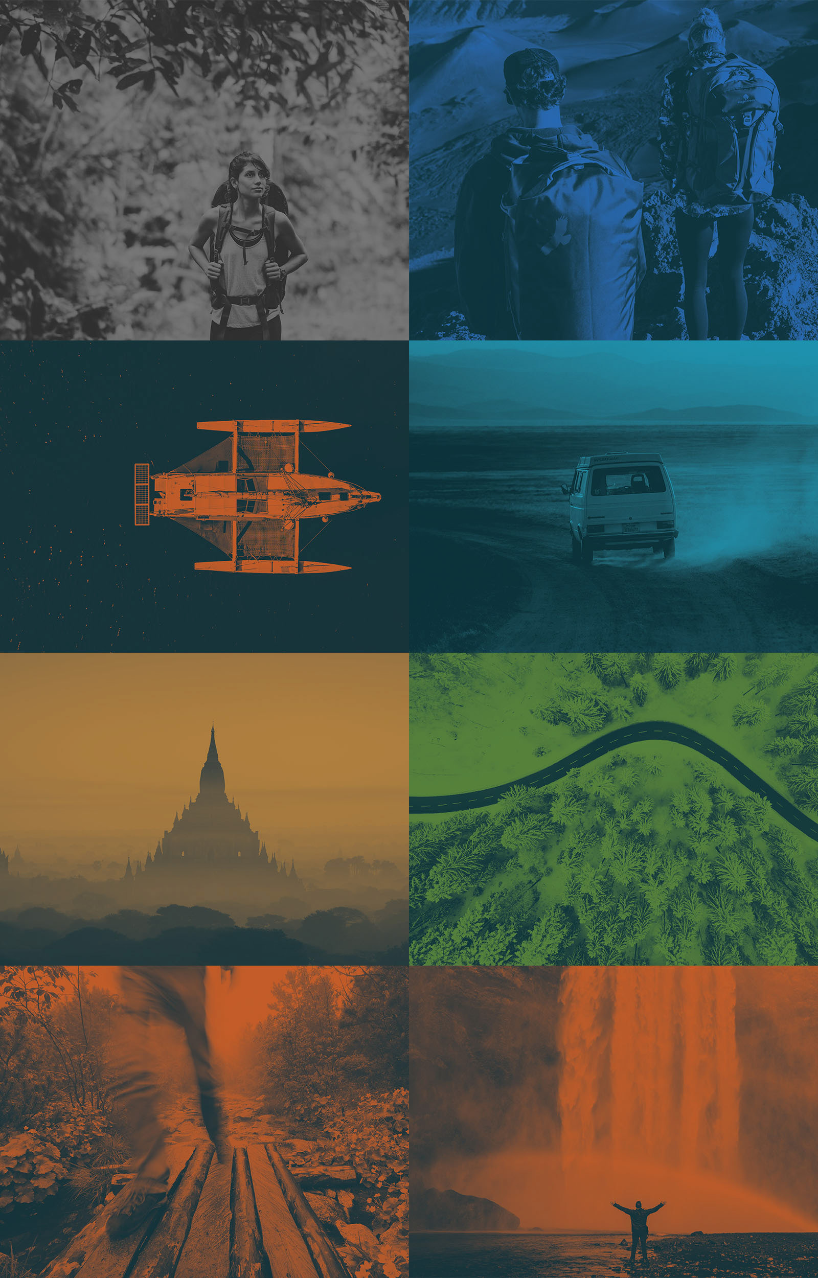 Example of mood grid graphics display customers, activities and the color palette
