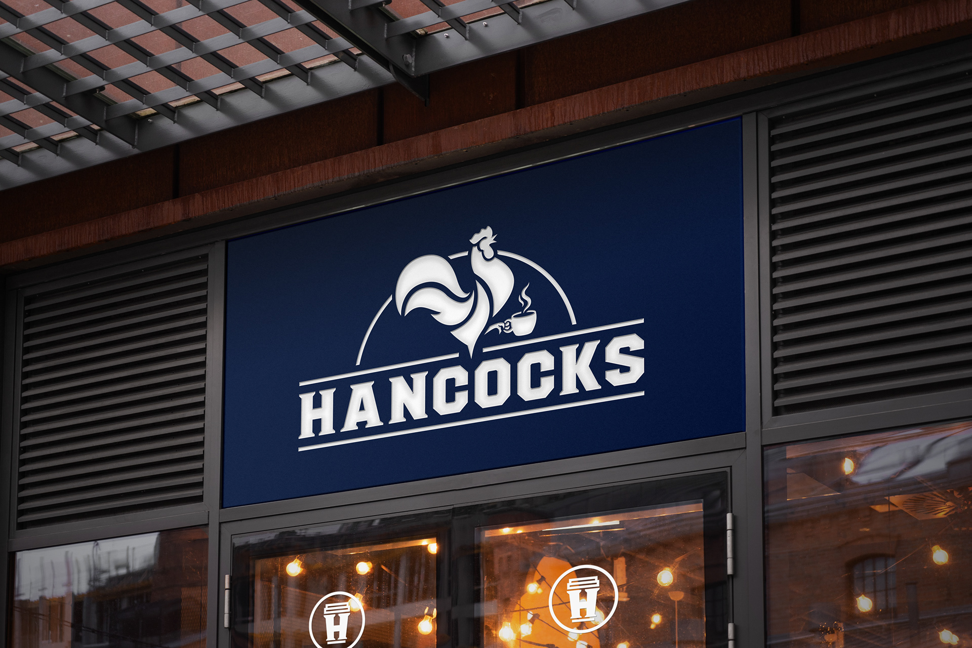Hancocks Coffee House store signage design