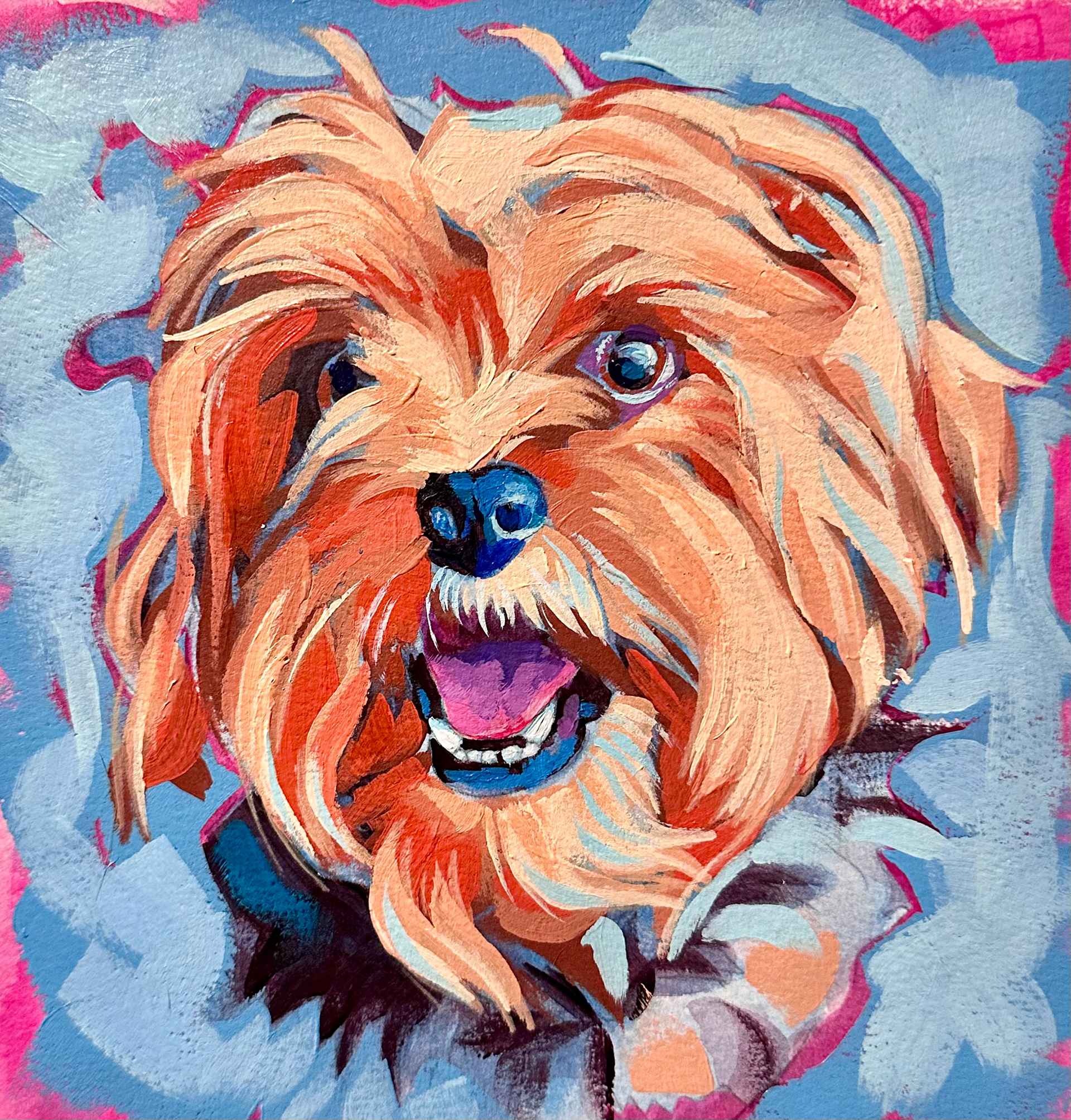 'My Names Ace.' Watercolor and acrylic commissioned dog portrait. Inspired by @ali_kay_studio golden doodle tutorial class. 