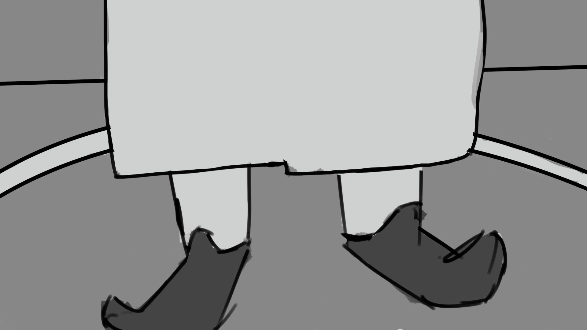 He looked down at his feet