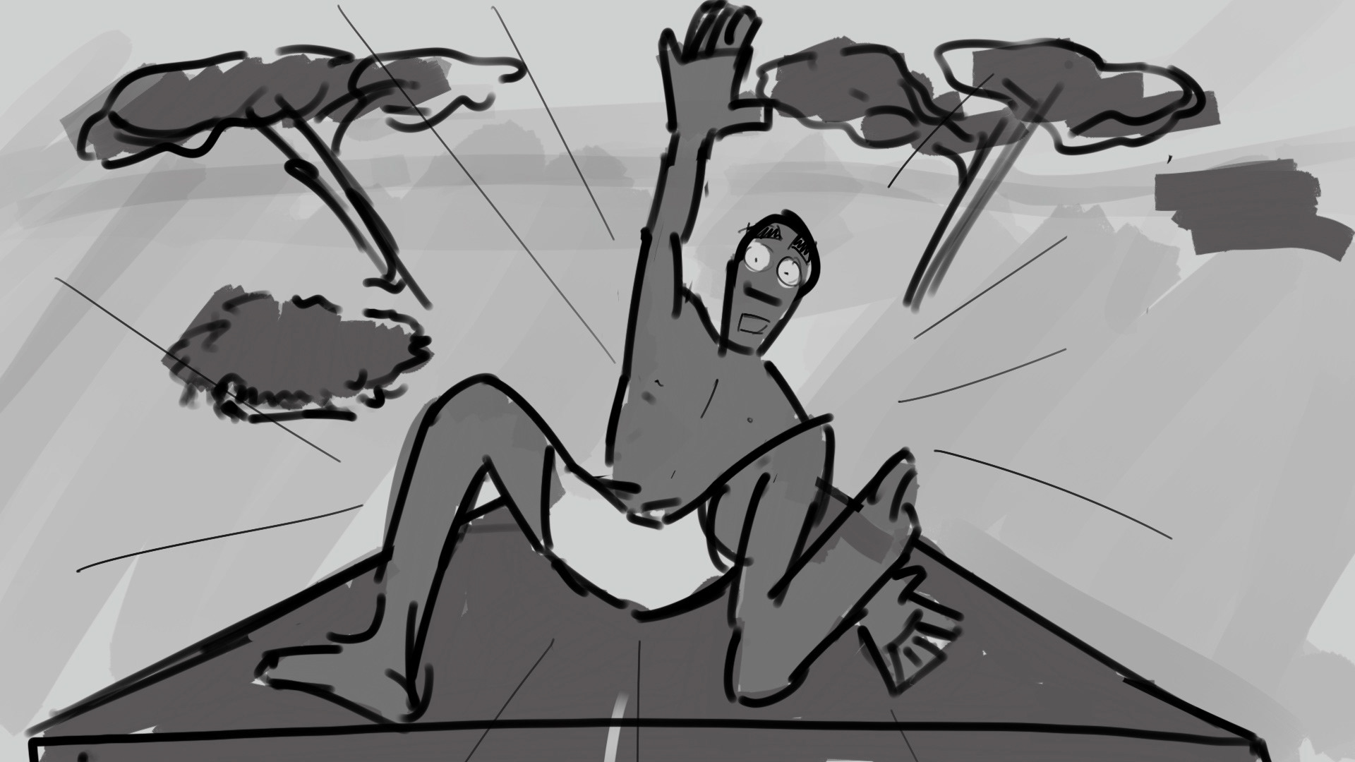 right away the old man threw the young fellow off the roof.