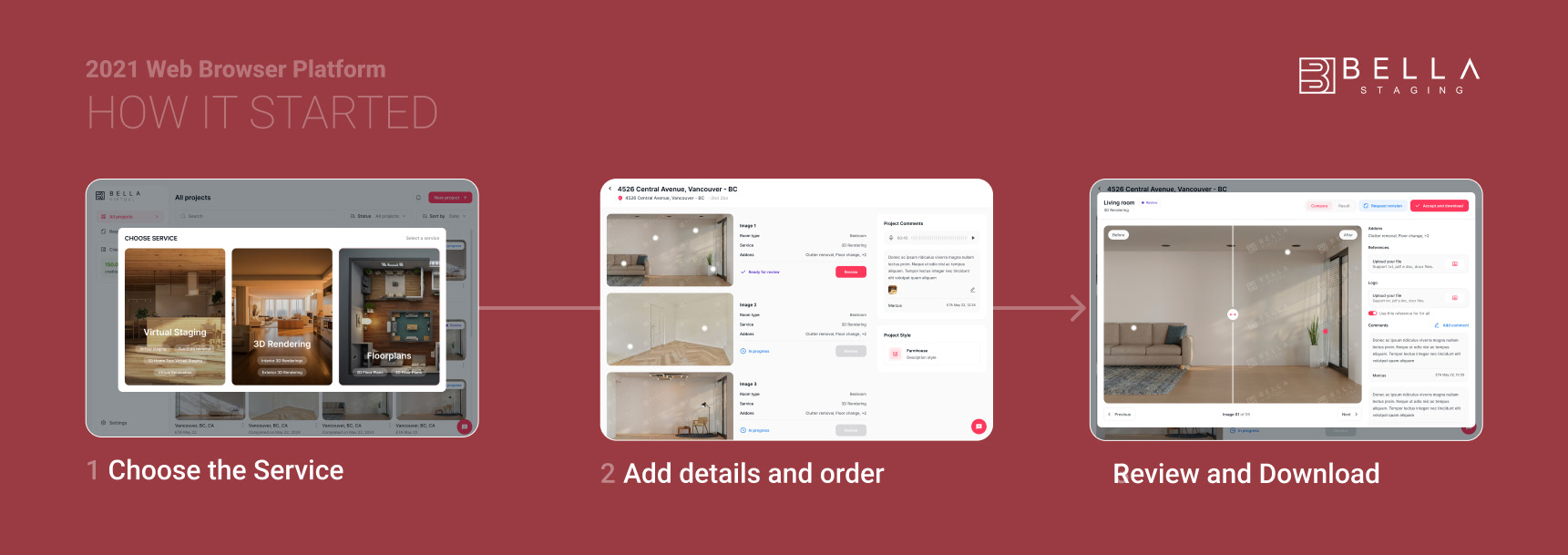Bella Staging Web Platform - Client Interface 2021