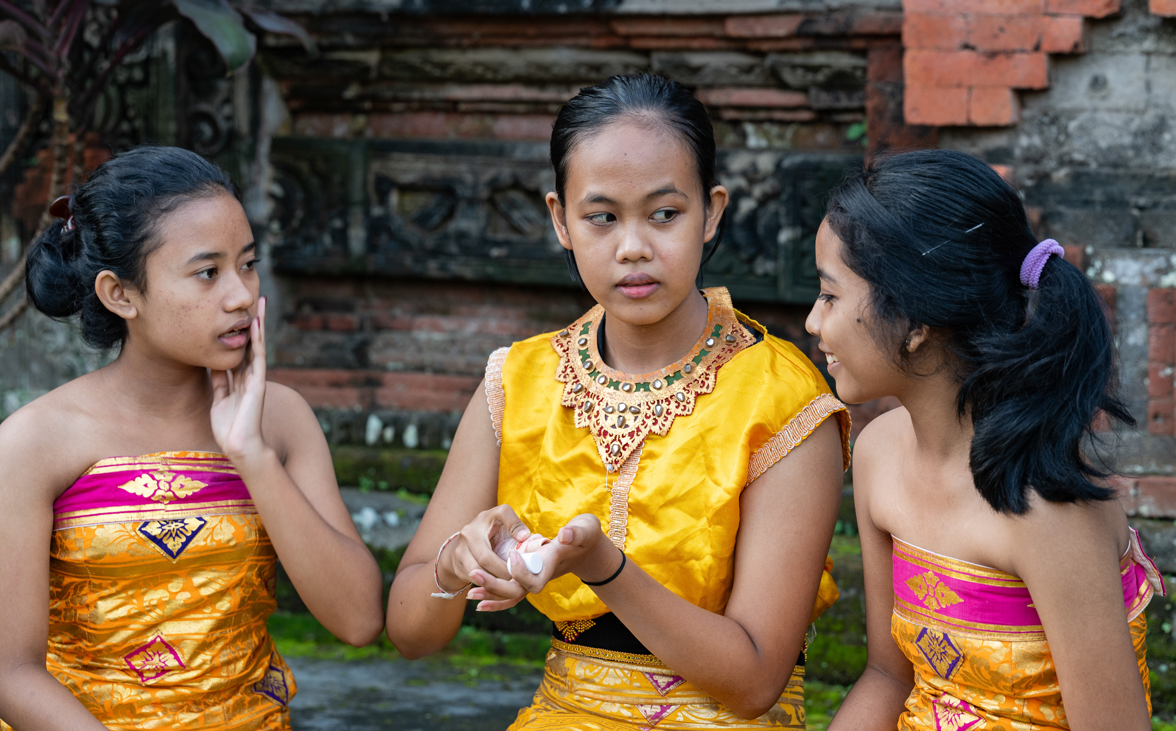 Backstage prep for the Kecak dance at Batu Bulan Village