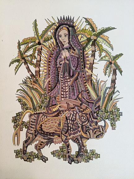 SOLD - Mary w/ Warthog - 8" x 10"