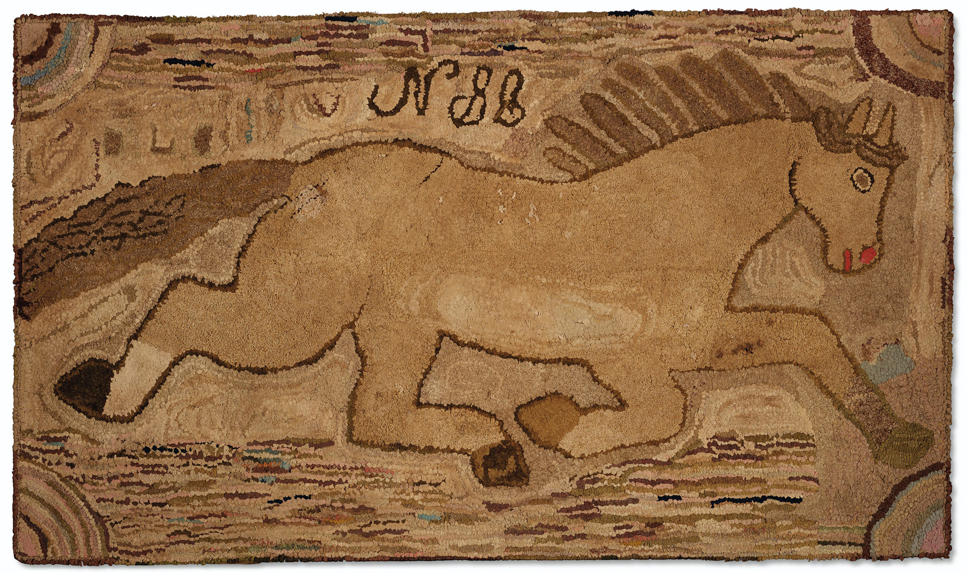 Hooked rug 19th century