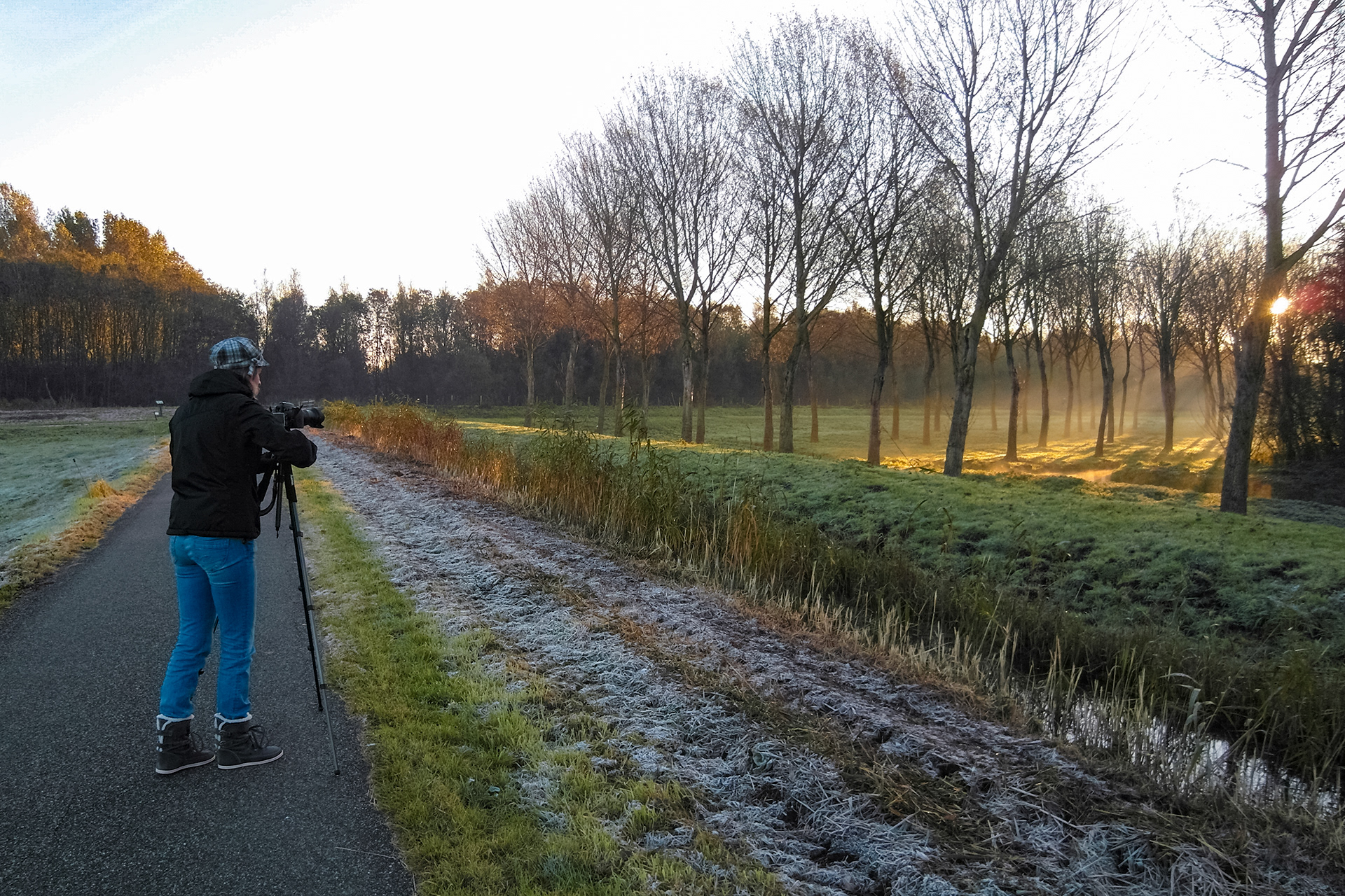 Shooting the image of Bieslandse Bos during a cold October morning