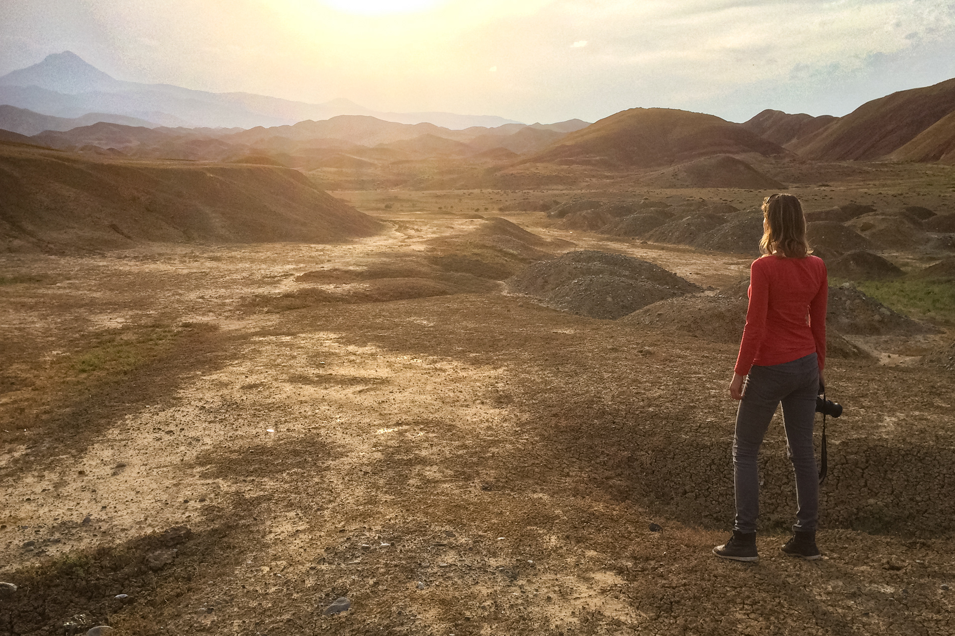 Enjoying the Mars-like landscape before capturing it