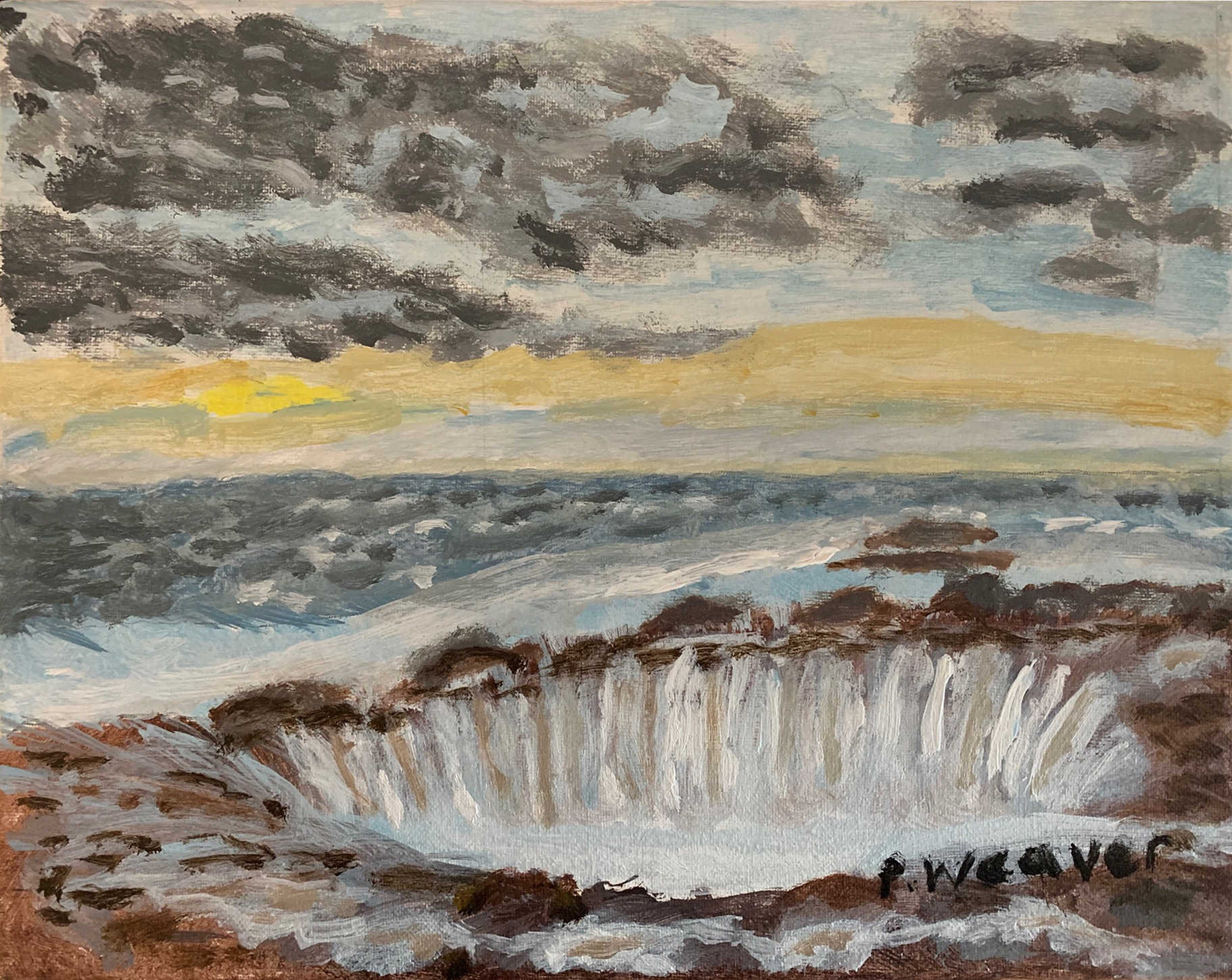 Thor`s Well Sinkhole on the ocean coast - acrylic