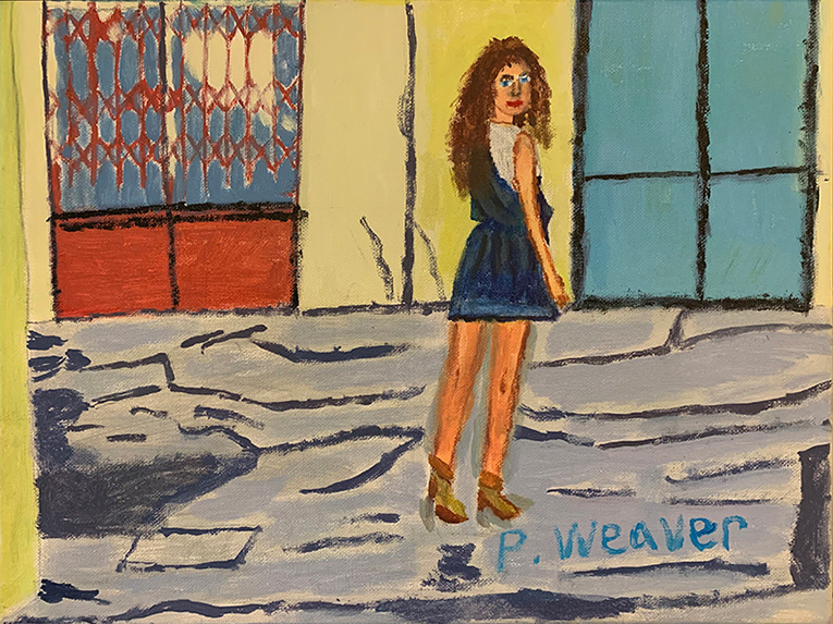 A woman looking back - macrylic