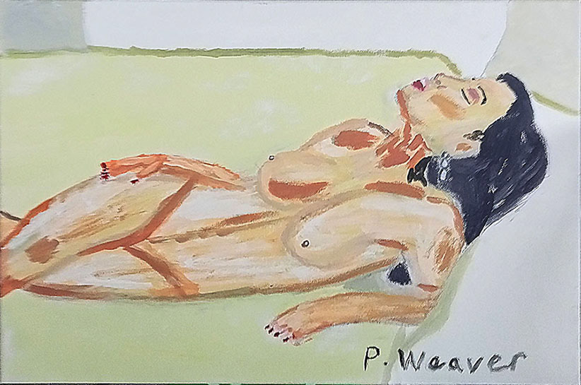 A woman on a couch - acrylic