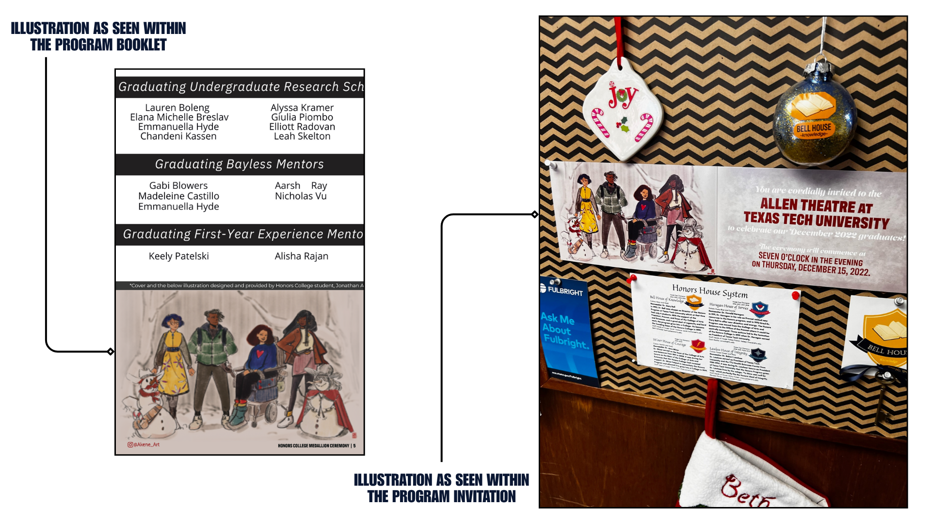 Interior Illustration within Program Booklet Proof & Display in Honors College Building
