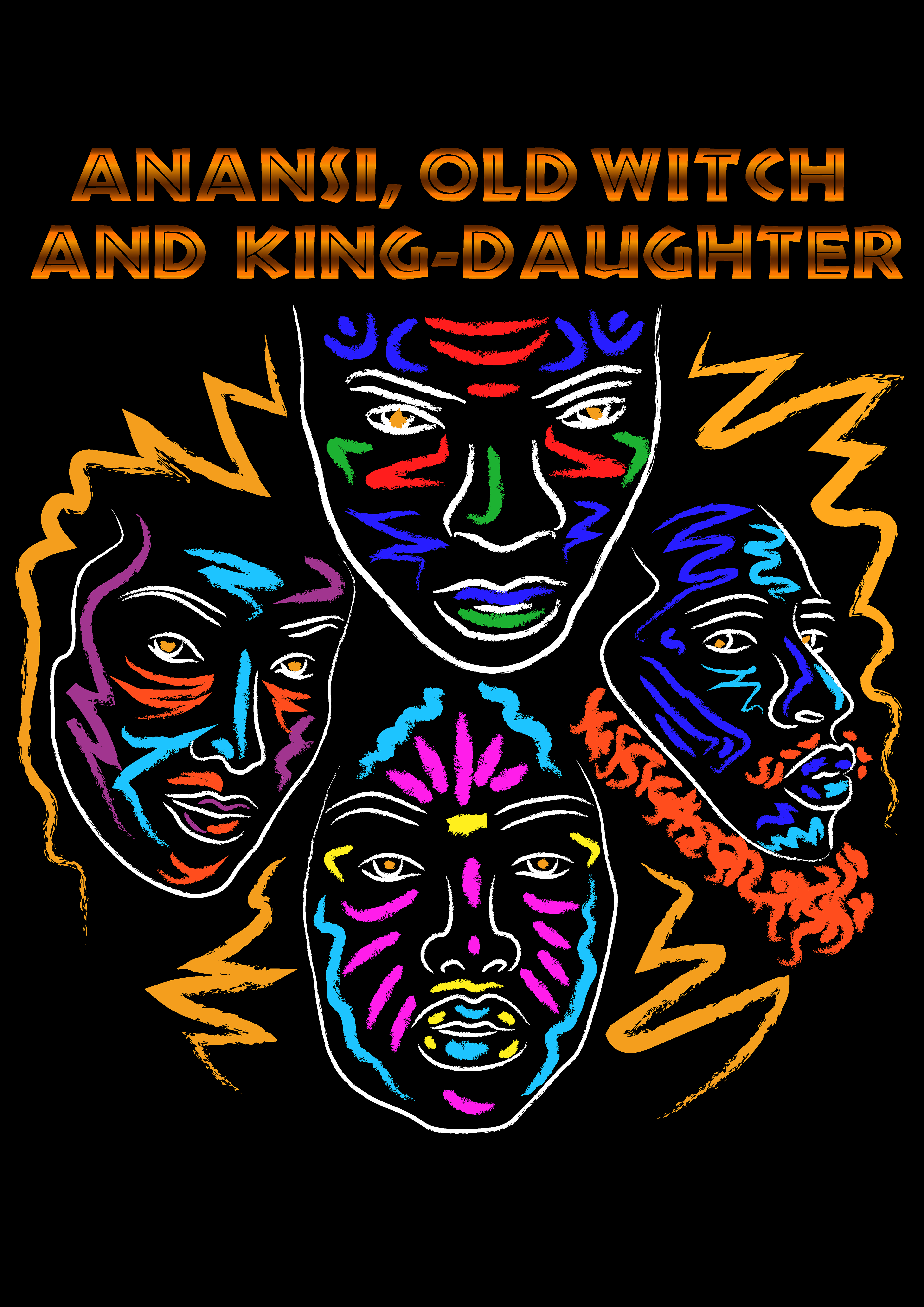 TimTim Akena Title: Anansi, Old Witch and King-Daughter For this piece, Tim-Tim focused on an illustration which allowed her to expand and experiment with form and colour and move away from any anal aesthetic. She enjoys working with vibrant colours, especially within this series as it binds the cultural aspects of this tale. Anansi is a very important character within West African Folklore. Known as a trickster, he can shapeshift between human and spider form. In this story, Anansi is in a bid to win the Old Witch and King-Daughter’s hand in marriage, by discovering her name, but does so with trickery and has to pay the ultimate price. Displaying her retelling of the original story By James Berry, Tim-Tim adds new additional twists and depths to the story. Digital art, 2022