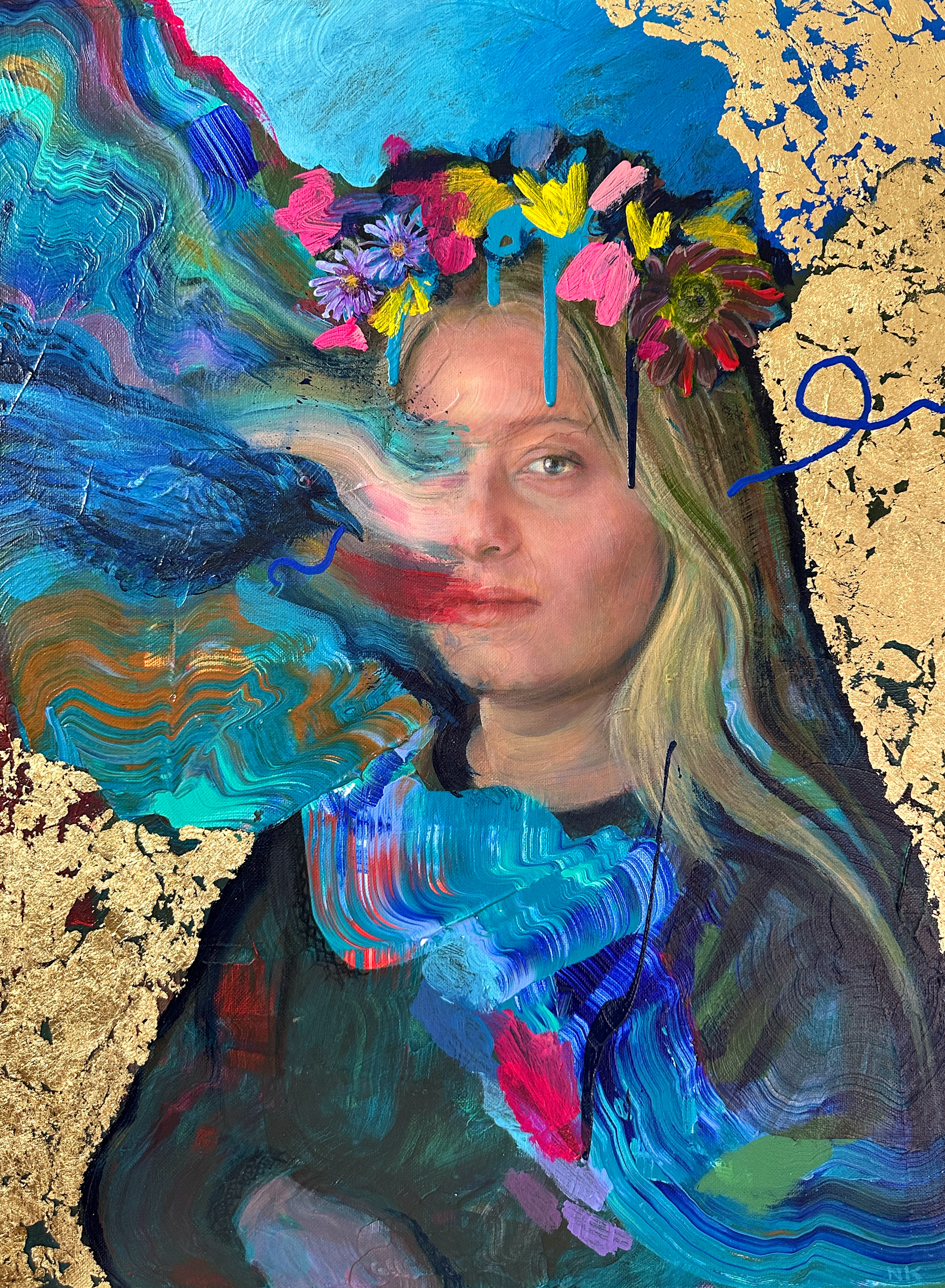 Contemporary self portrait of Bay Area artist, Natasha Kramskaya