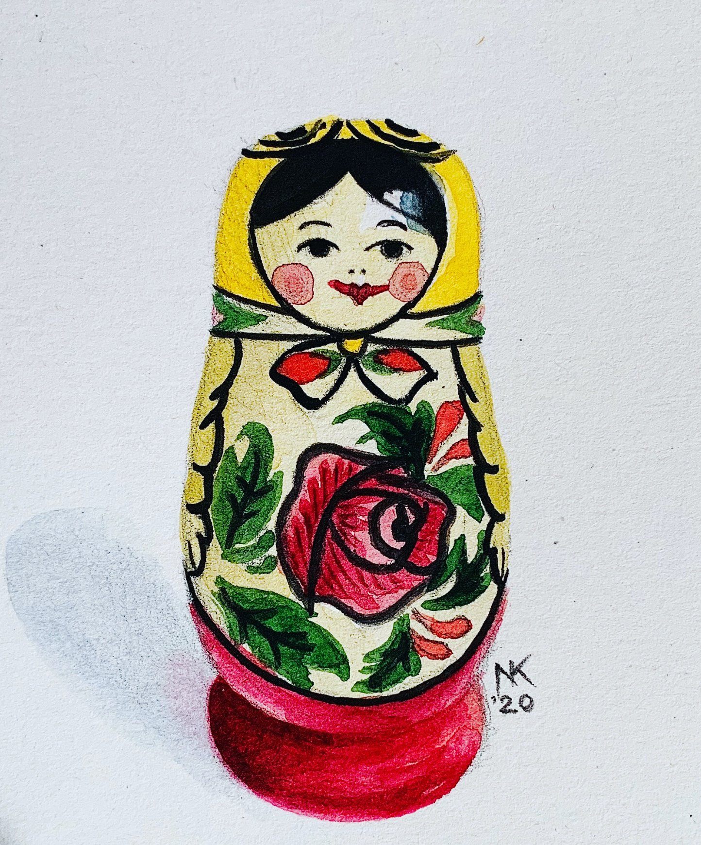 'Matreshka' watercolor 2020, $125