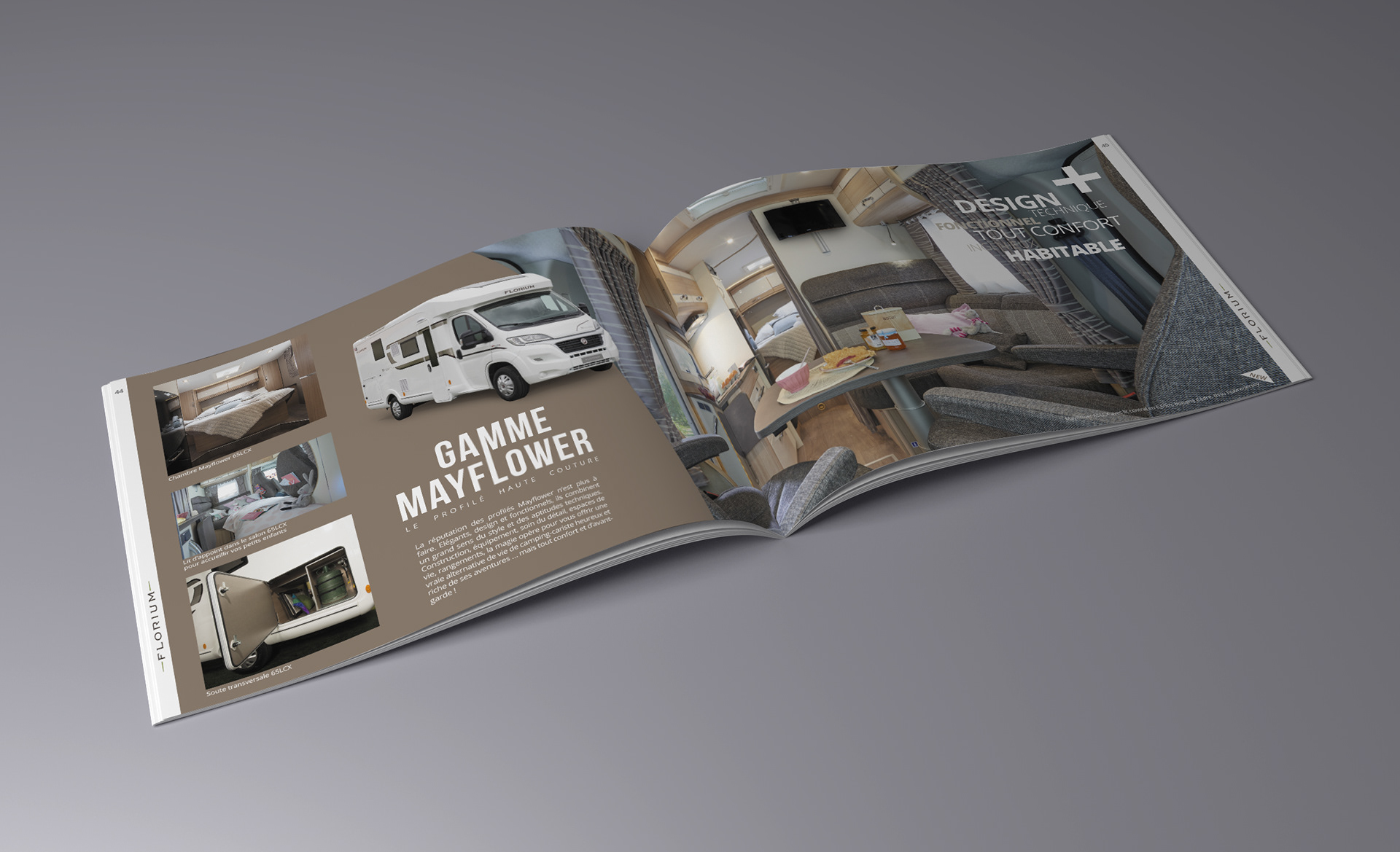 intérieur du catalogue, création et exécution de la mise en page et du calage du document. intégration des données et des traductions.