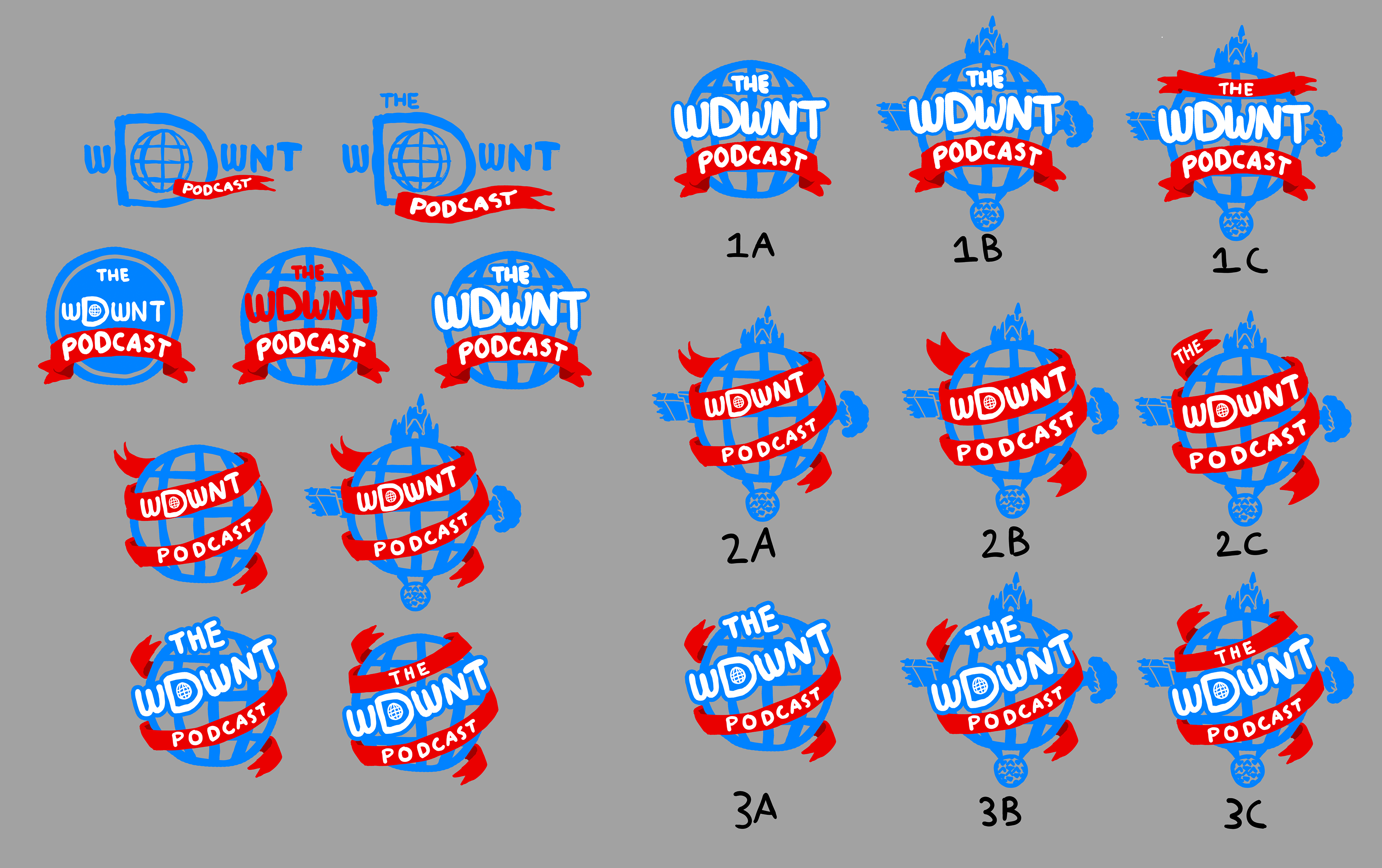 The logo I designed for the WDWNT Podcast rebranding package with its accompanying background.