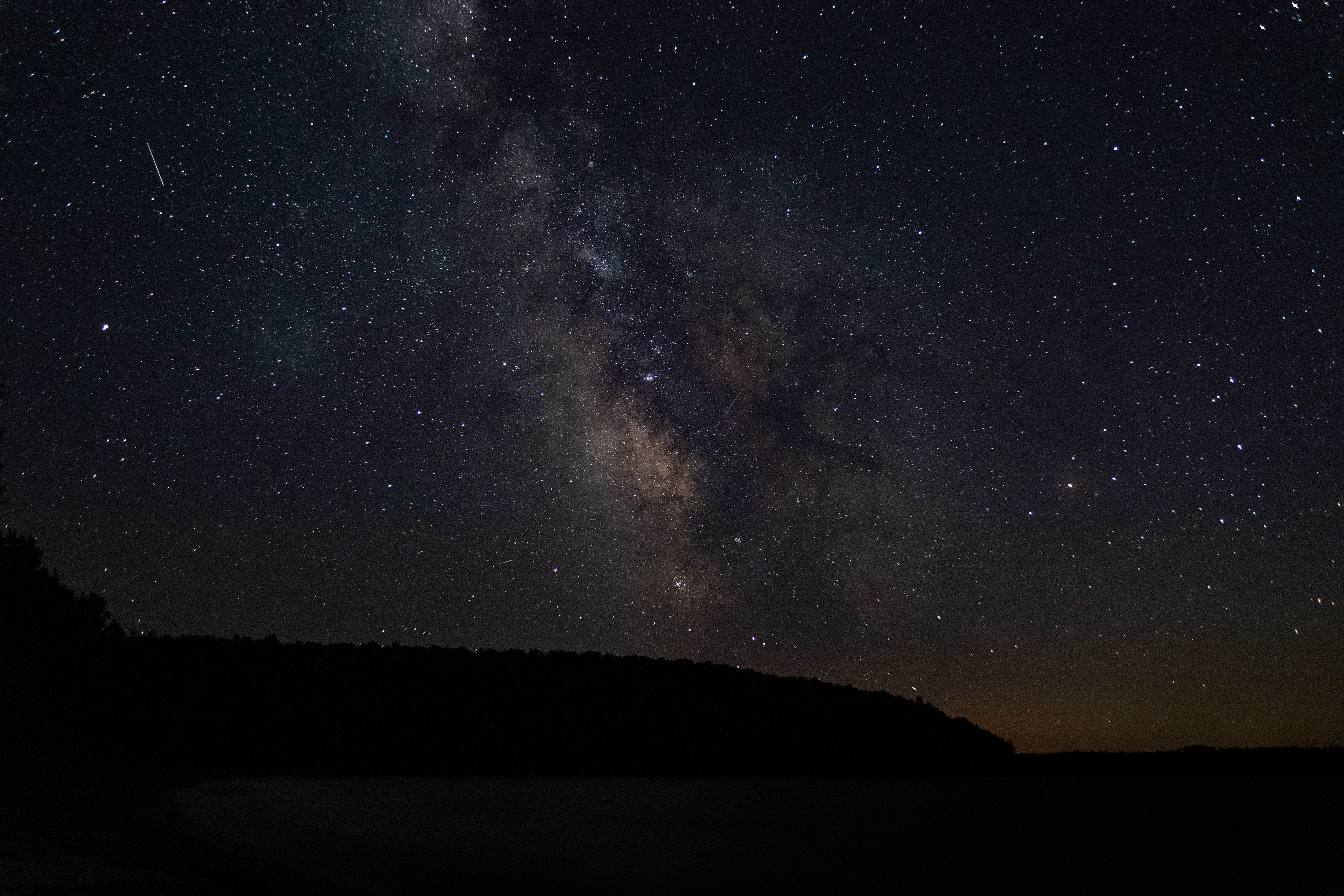 Photograph of the Milky Way over the Upper Peninsula of Michigan, with a clear night sky, dense star field.
