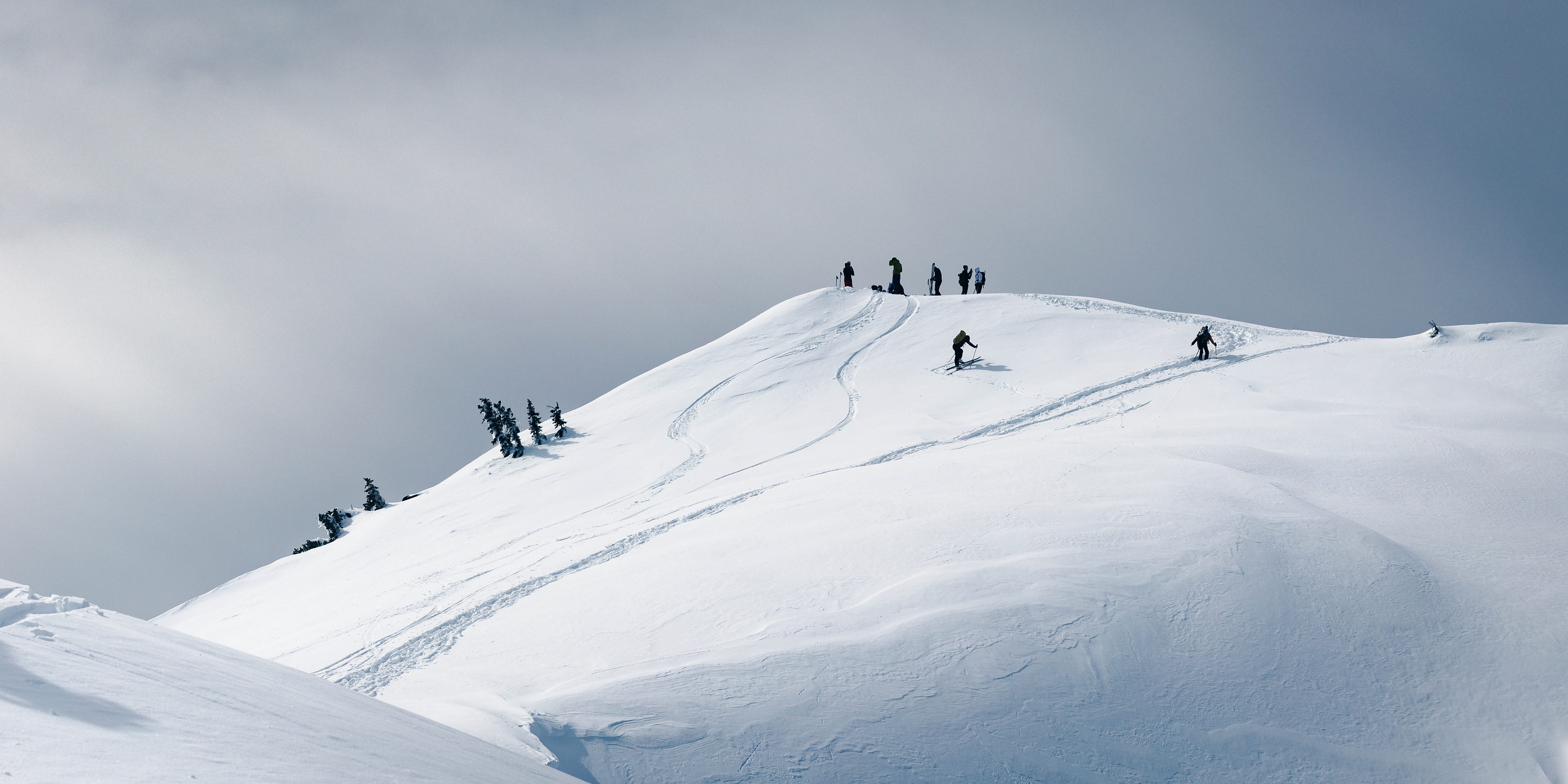 Backcountry skiers on Mount Ellinor, Olympic National Forest, Washington.