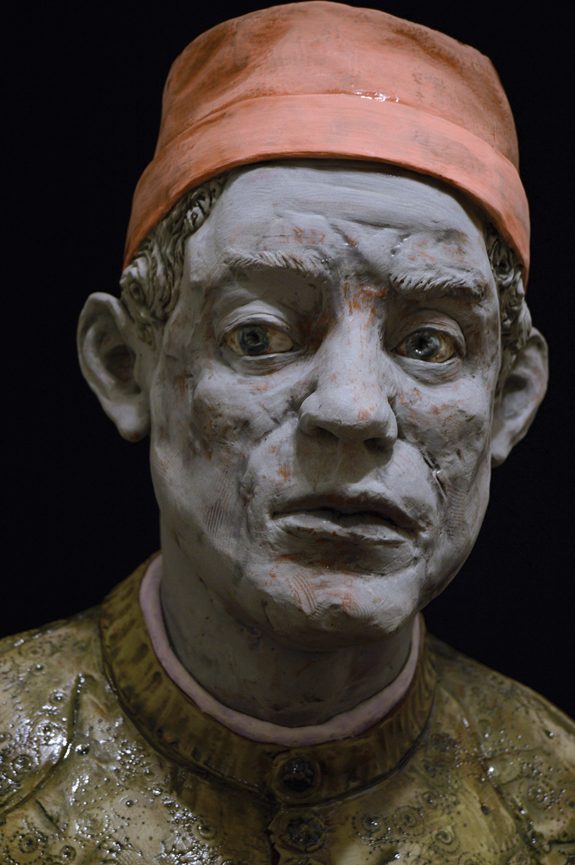 Giovanni, terracotta, cone 03, glaze, underglaze, h 22" X w 17" X d 14"