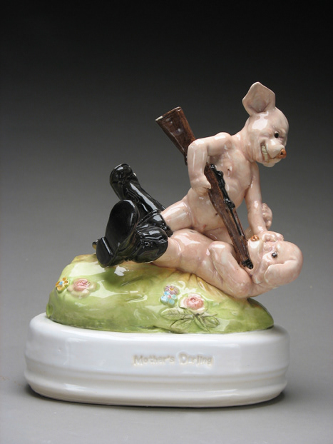 Mother's Darling, 2005, white earthenware, glaze, underglaze, china paint, luster