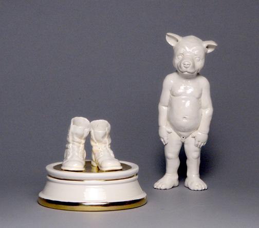 Boots: Allegorical Figure, 2008, cone 6 porcelain, glaze, luster