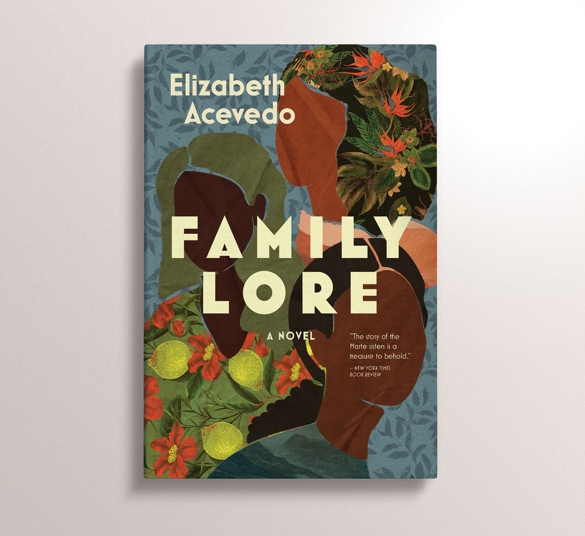 Self-directed personal project / This alternative cover for "Family Lore" uses more muted tones than the blue covers currently on market, in hopes of growing Acevedo's audience beyond the younger audience she's cultivated with her previous YA novels.