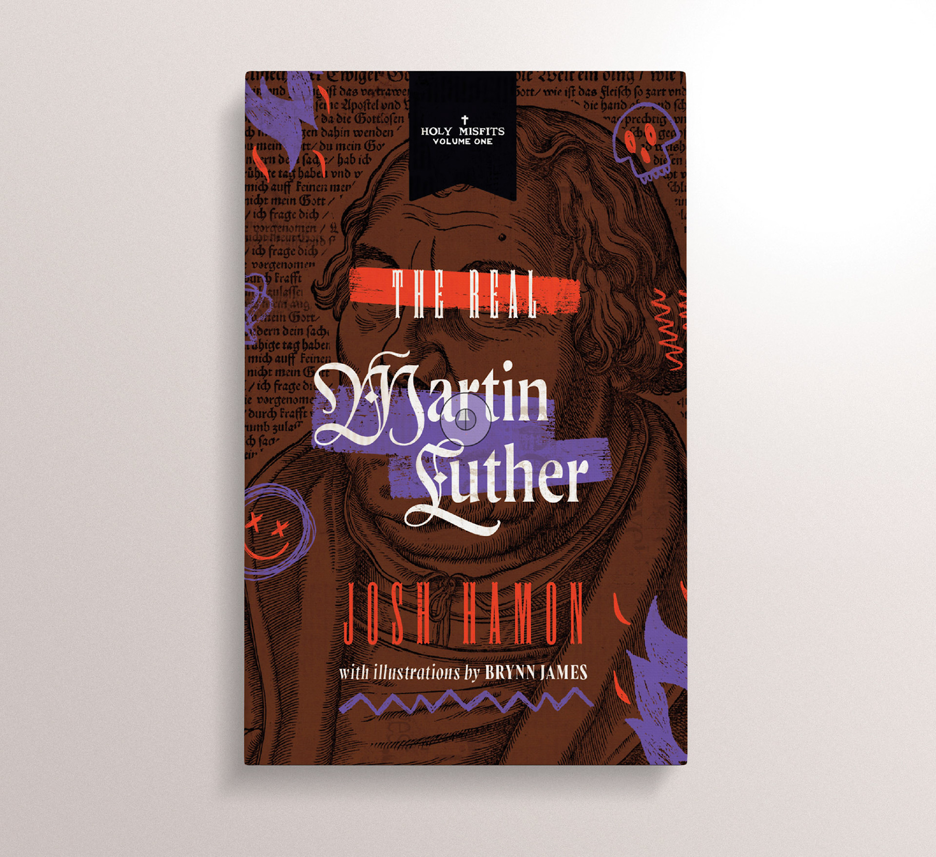 Self-directed personal project / This alternate cover for this cheeky yet informative biography on Martin Luther uses hand-drawn motifs, screen-printing effects, and wood-cut type to balance the reverent research and irreverent humour found in this non-fiction title.