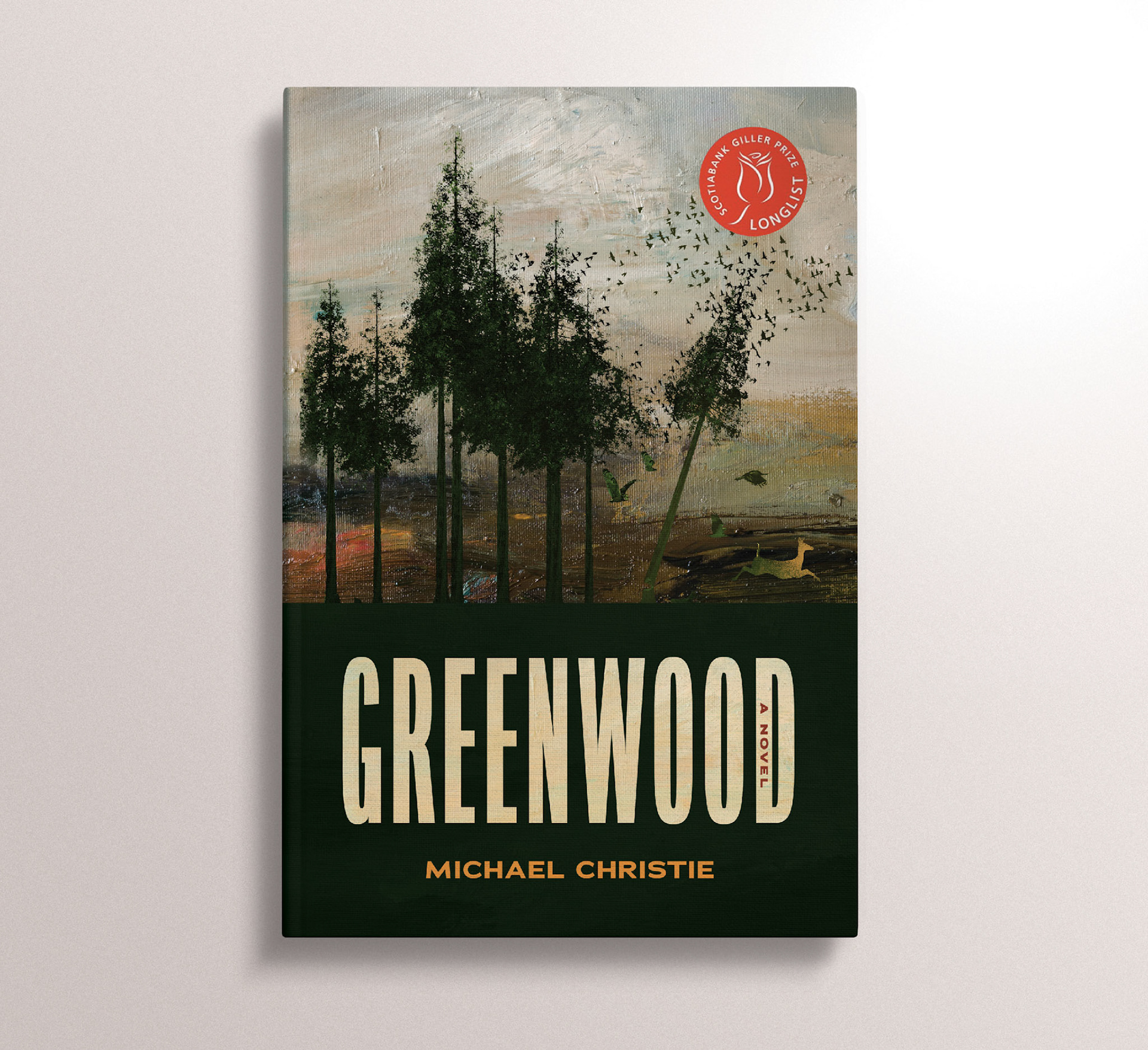 Self-directed personal project / This cover is more explicit in its portrayal of the climate-disaster themes in "Greenwood," while using traditional textures and organic colours that are appropriate for a family saga that expands generations.
