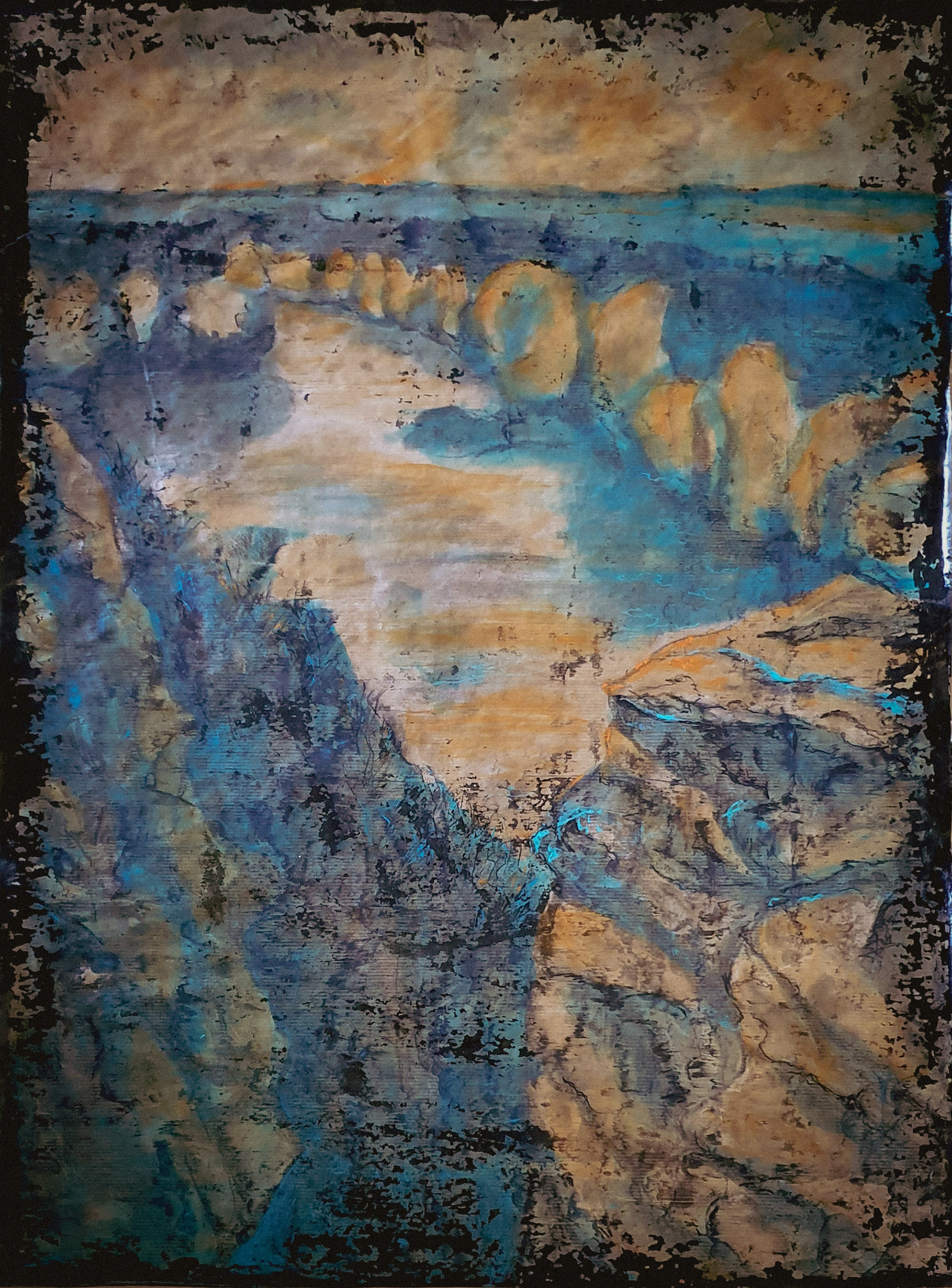 Horizon I 60x80 - acrylique, fusain et encre sur kraflt marouflé sur toile